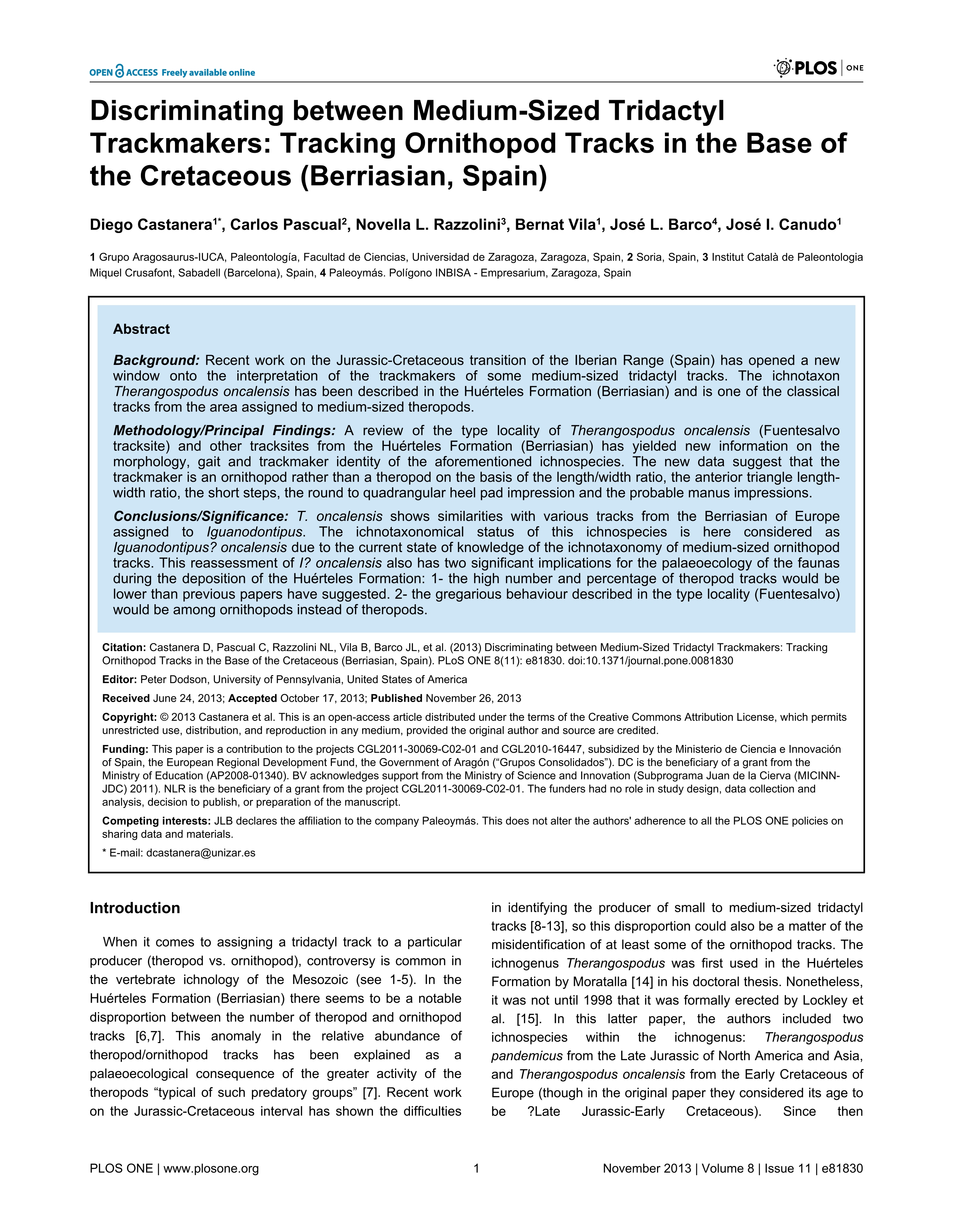 Discriminating between medium-sized tridactyl trackmakers: Tracking ornithopod tracks in the base of the Cretaceous (Berriasian, Spain)