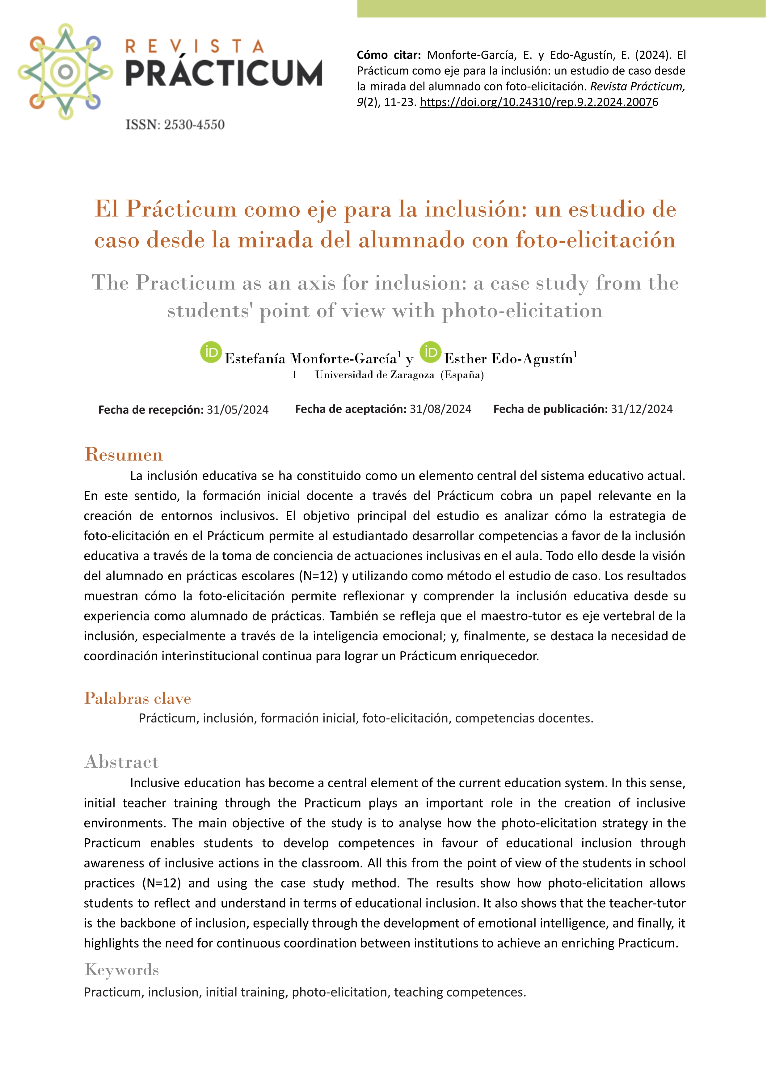 El Prácticum como eje para la inclusión: un estudio de caso desde la mirada del alumnado con foto-elicitación
