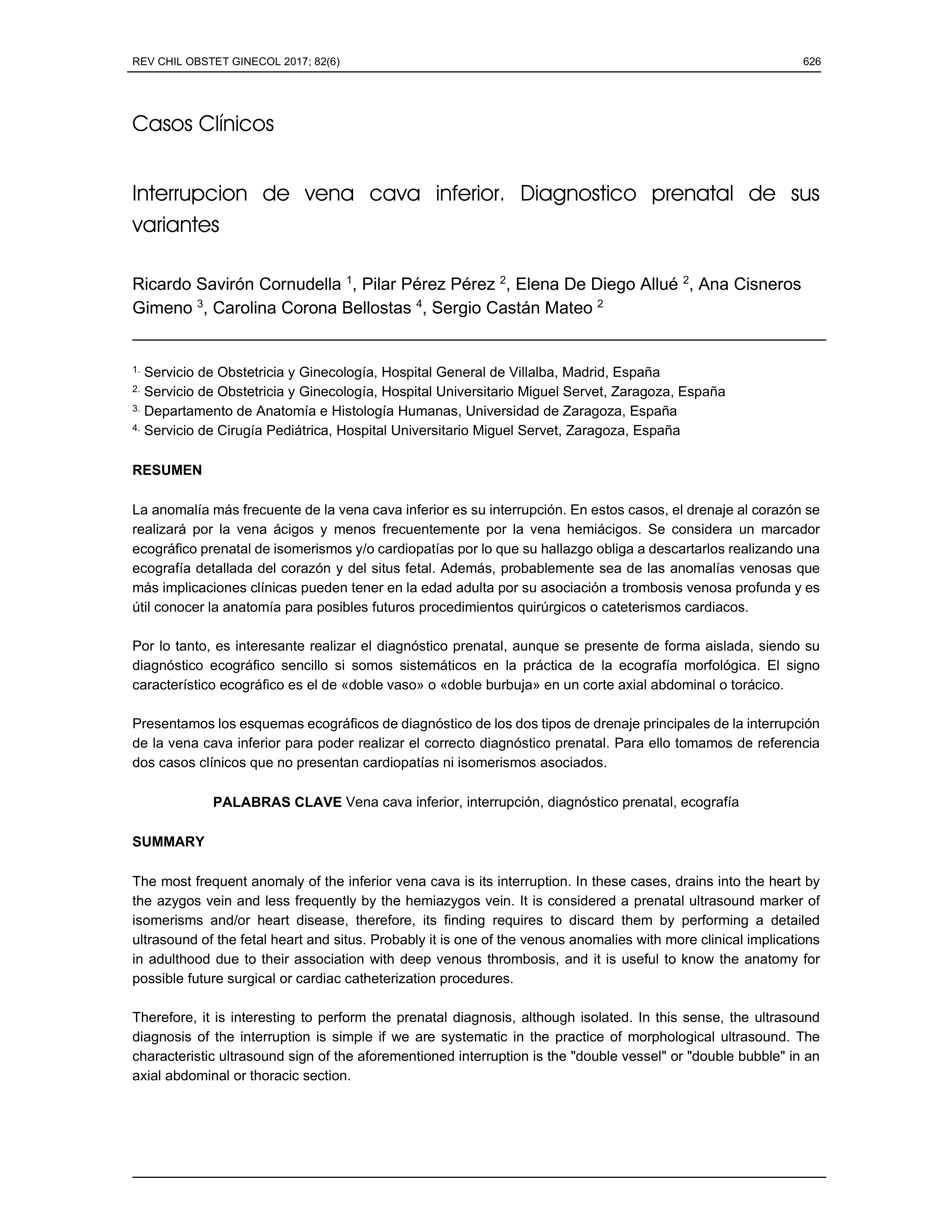 Interrupcion de vena cava inferior. Diagnostico prenatal de sus variantes