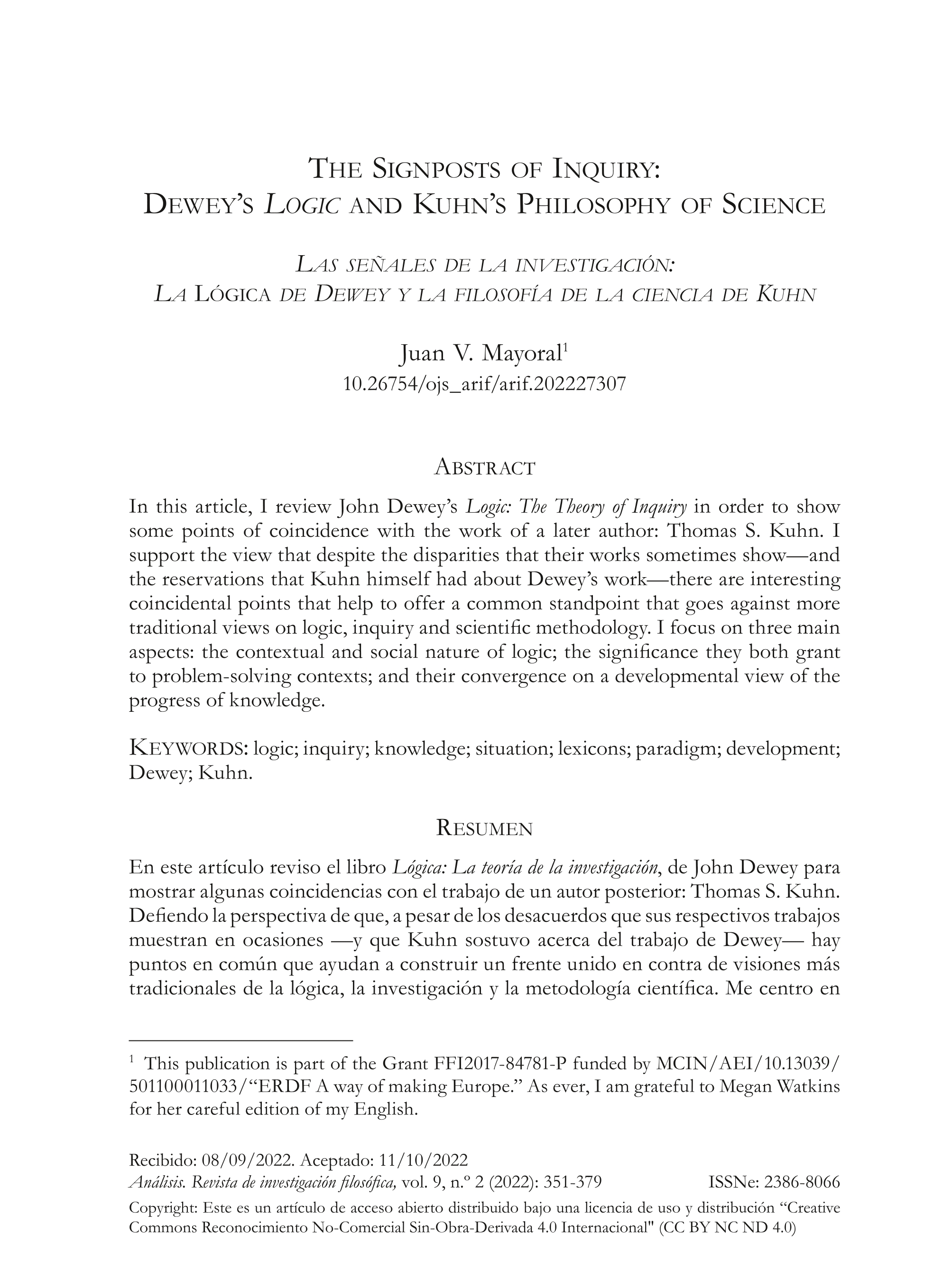 The signposts of inquiry: Dewey’s logic and Kuhn’s philosophy of science