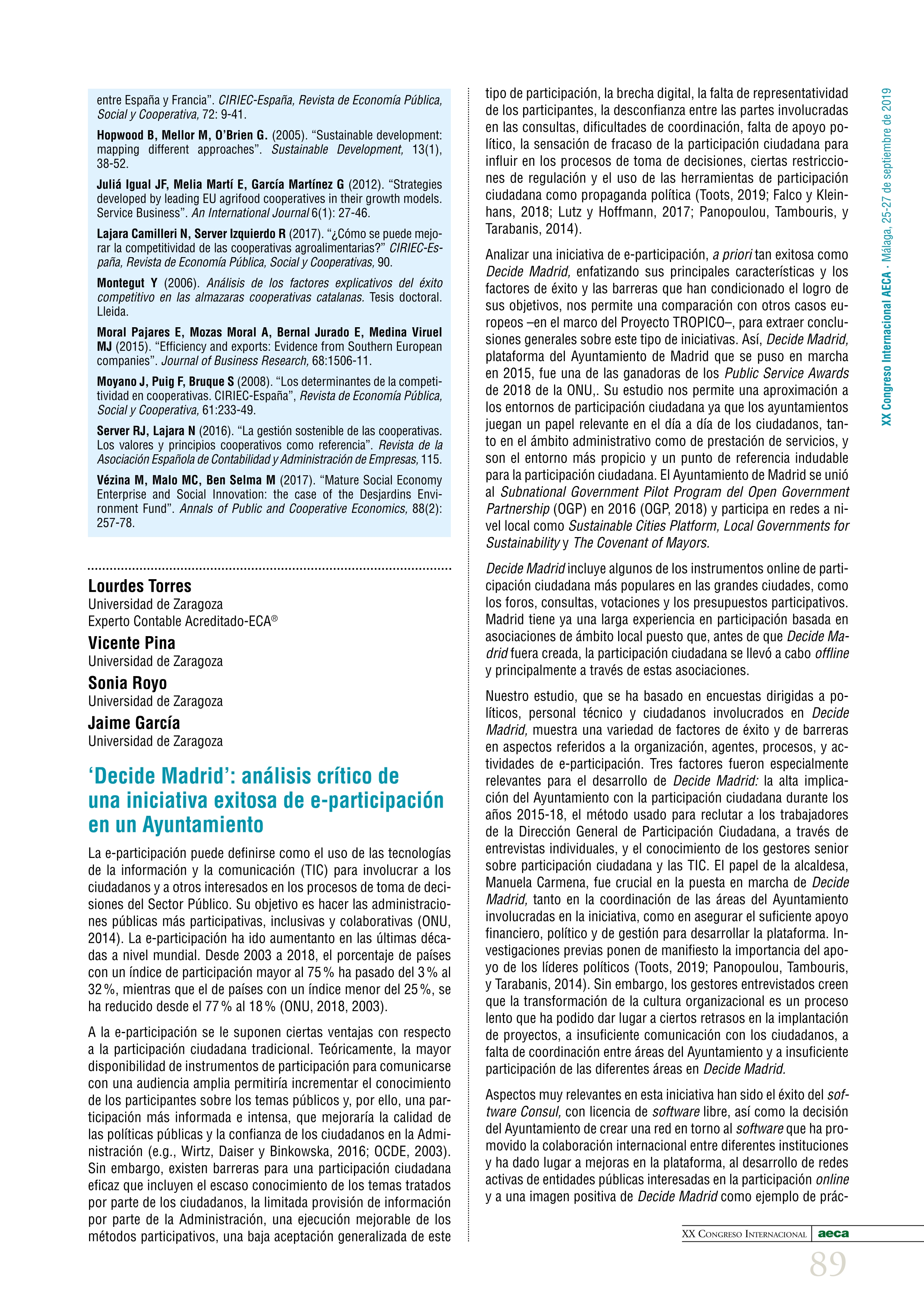 'Decide Madrid': Análisis crítico de una iniciativa exitosa de e-participación en un ayuntamiento