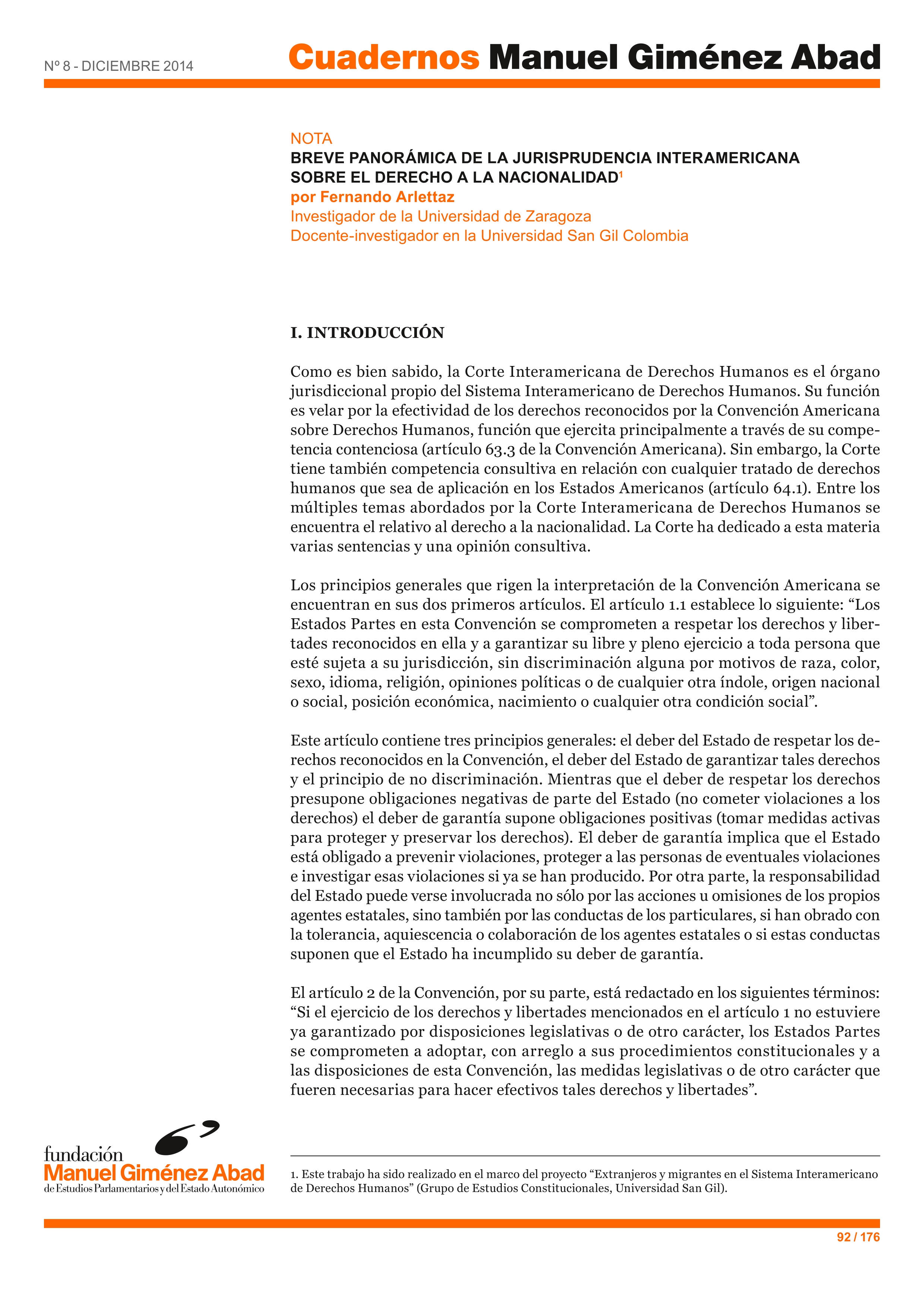 Breve panorámica de la jurisprudencia interamericana sobre el derecho a la nacionalidad