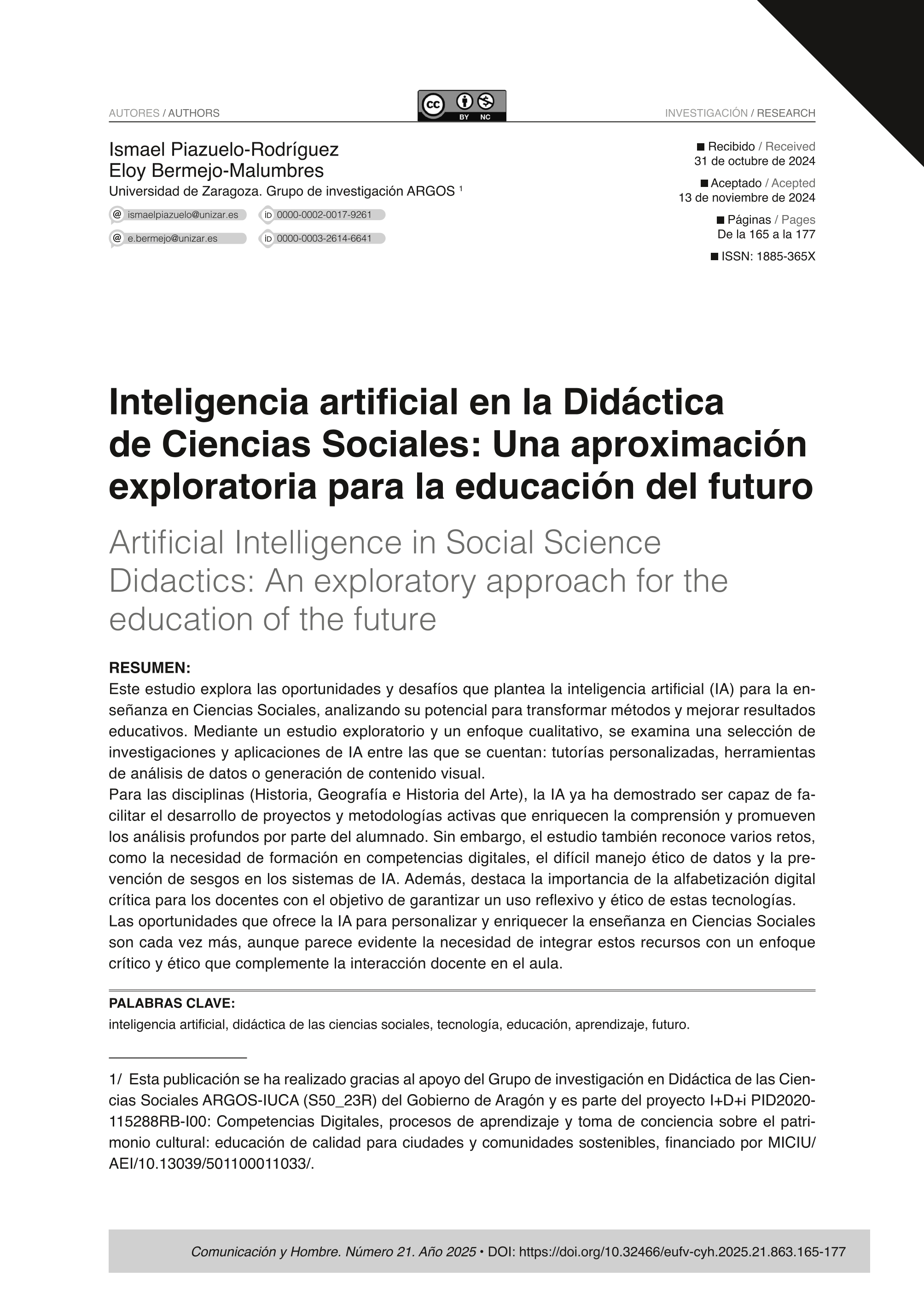 Inteligencia Artificial en la Didáctica de Ciencias Sociales: Una aproximación exploratoria para la educación del futuro