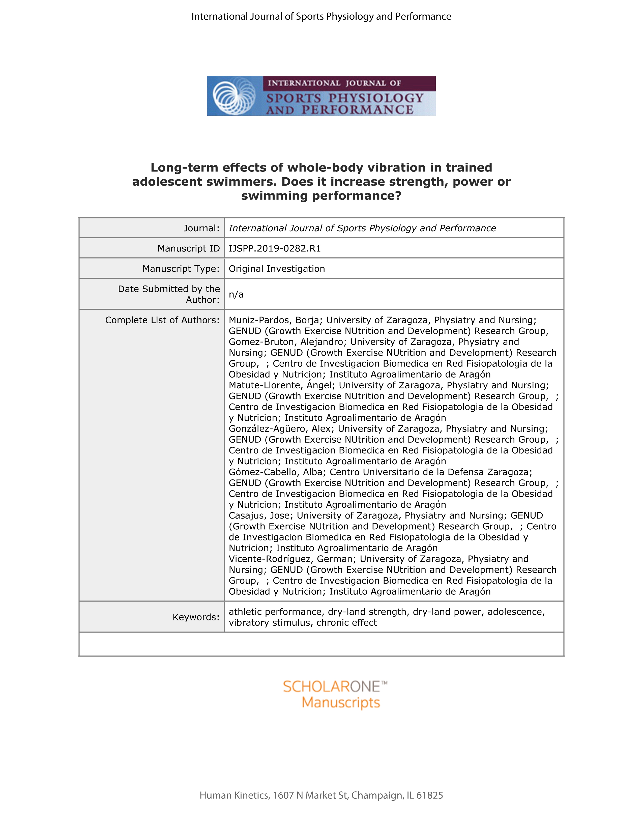 Long-term effects of whole-body vibration in trained adolescent swimmers: Does it increase strength, power, and swimming performance?