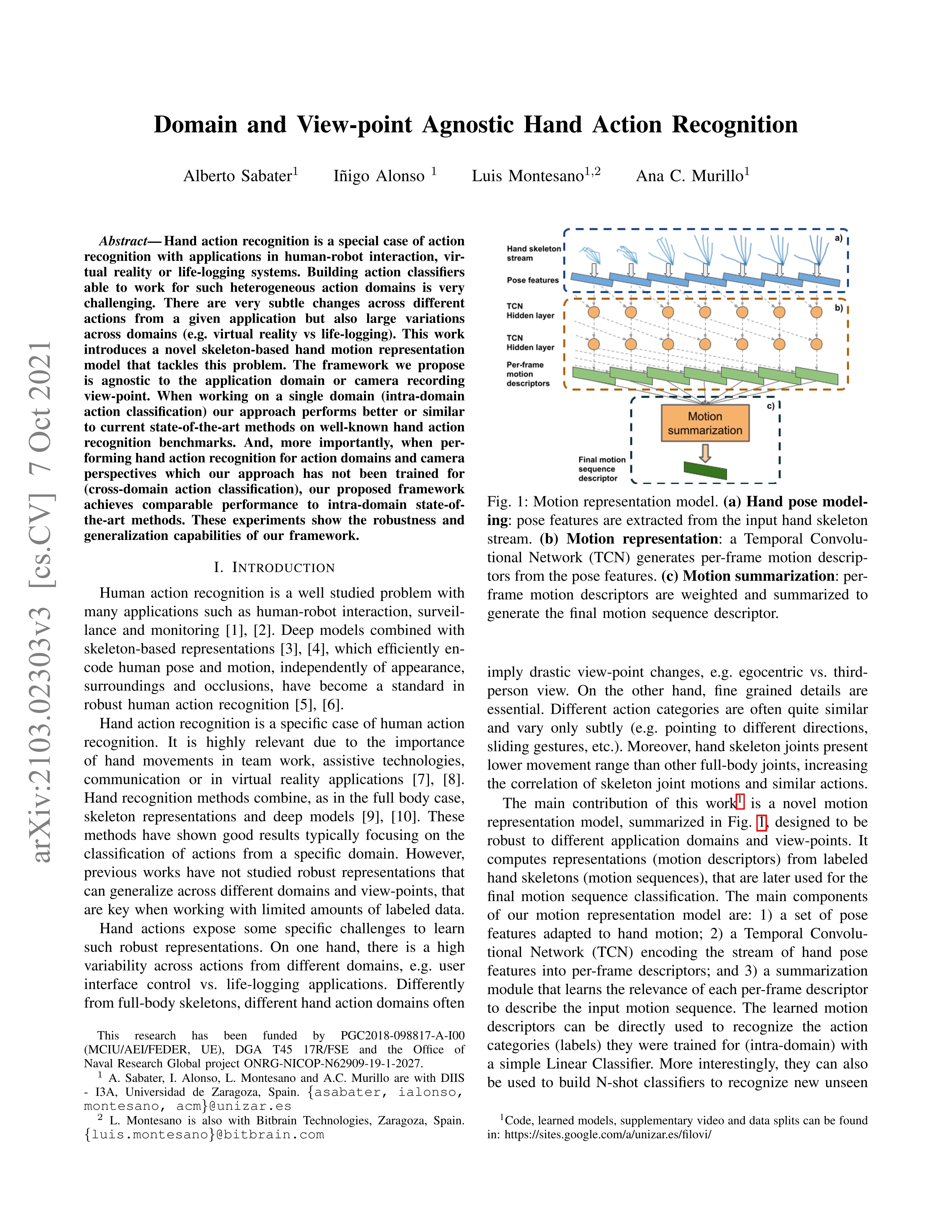 Domain and View-Point Agnostic Hand Action Recognition