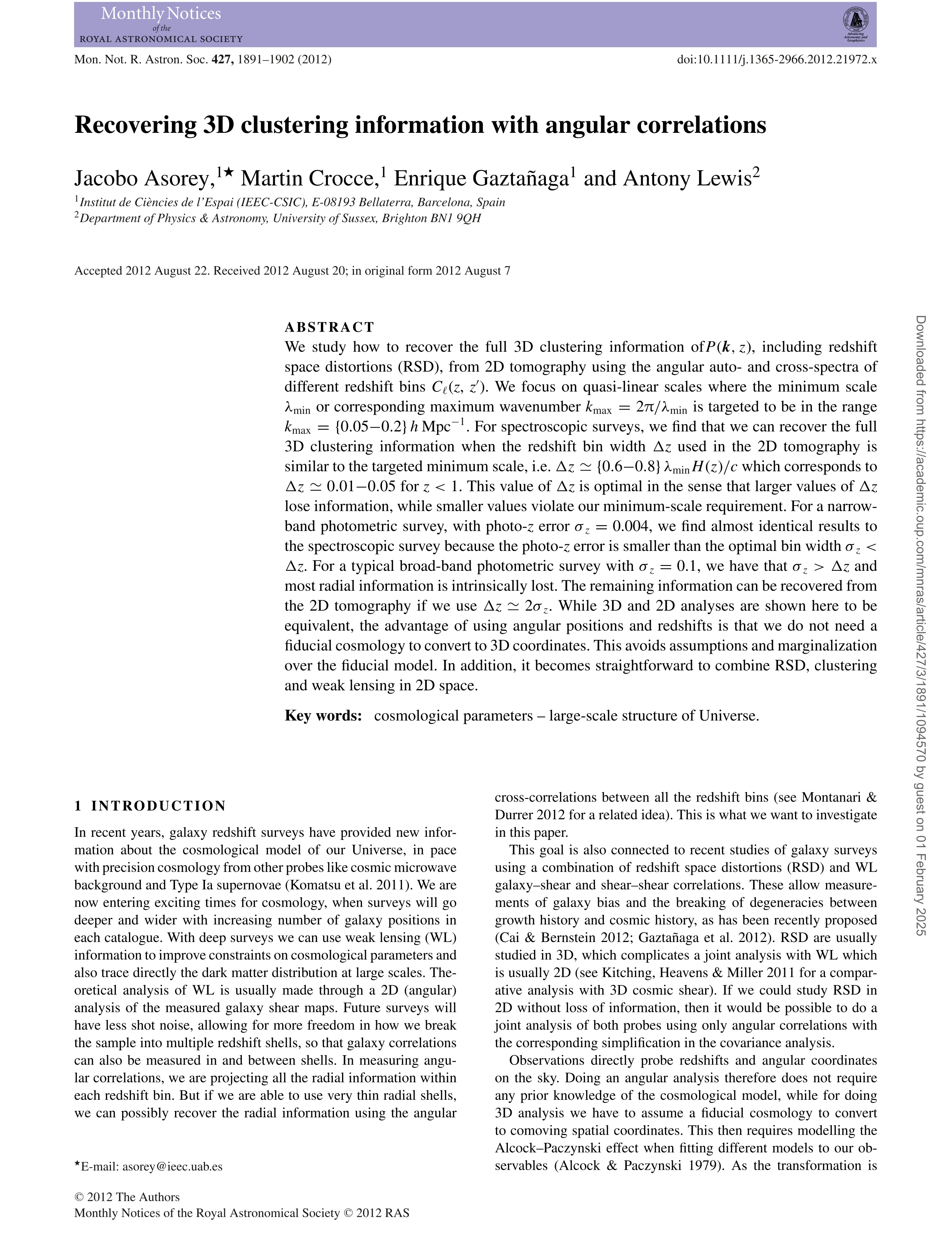 Recovering 3D clustering information with angular correlations