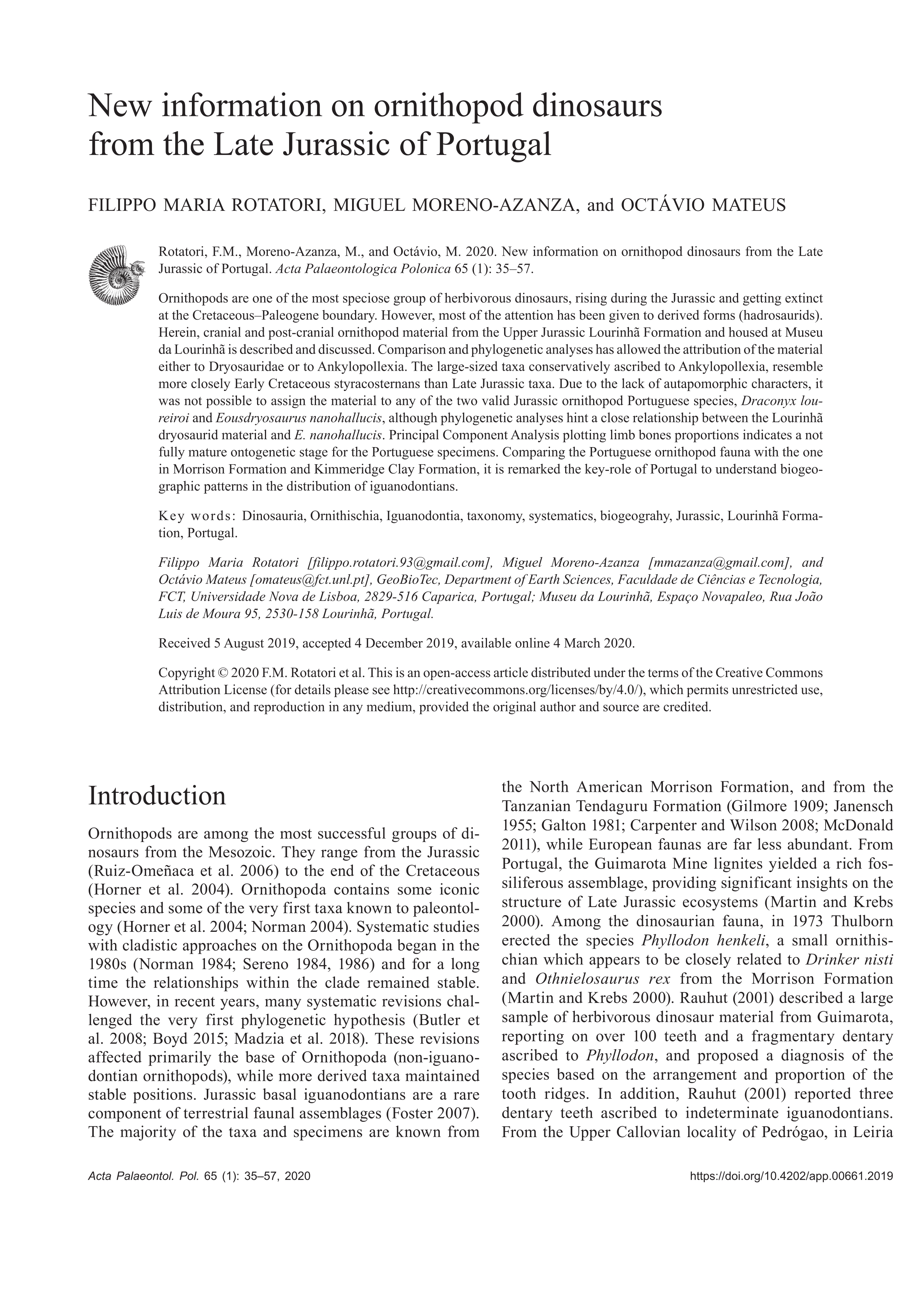 New information on ornithopod dinosaurs from the Late Jurassic of Portugal