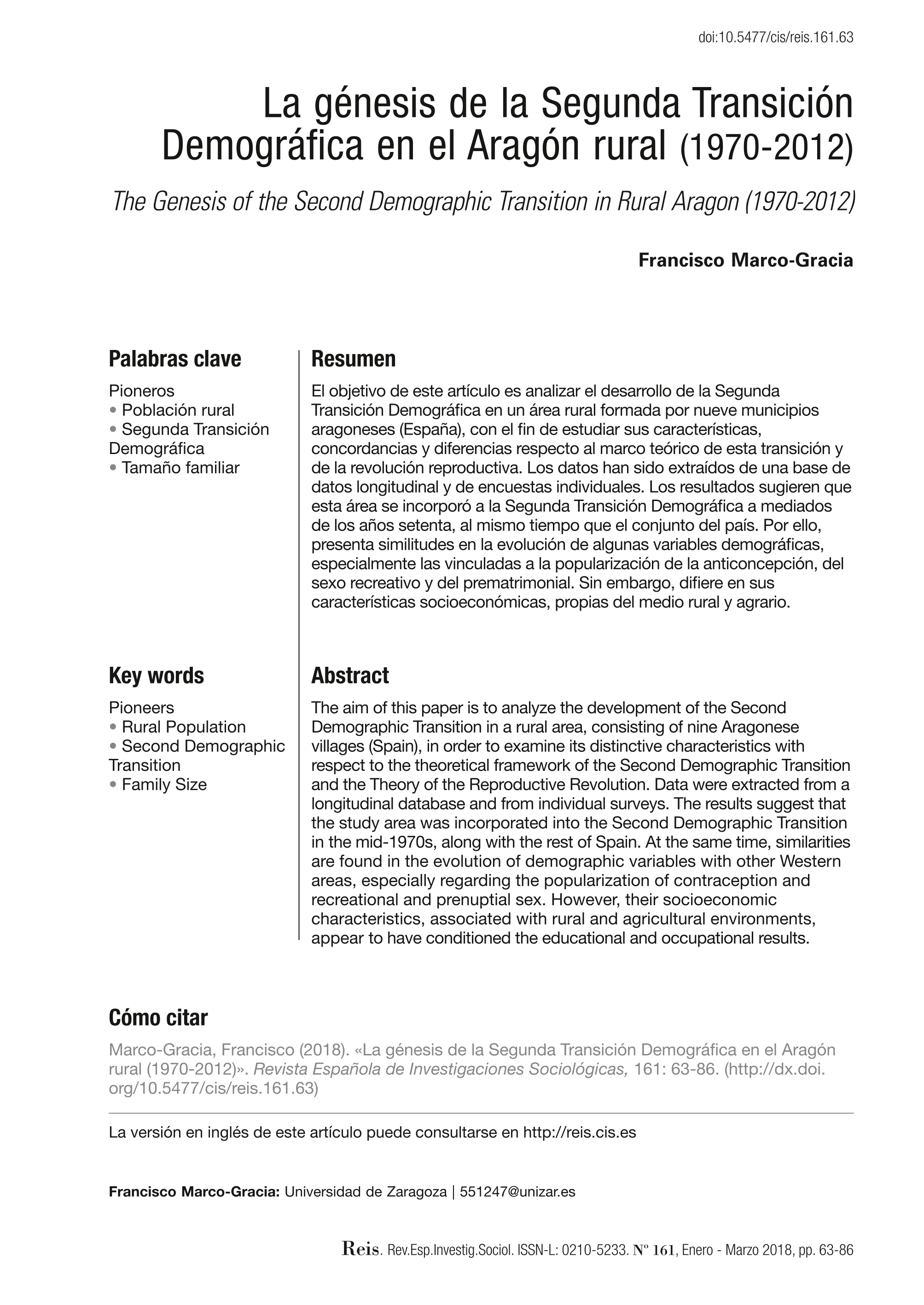 La génesis de la Segunda Transición Demográfica en el Aragón rural (1970-2012)