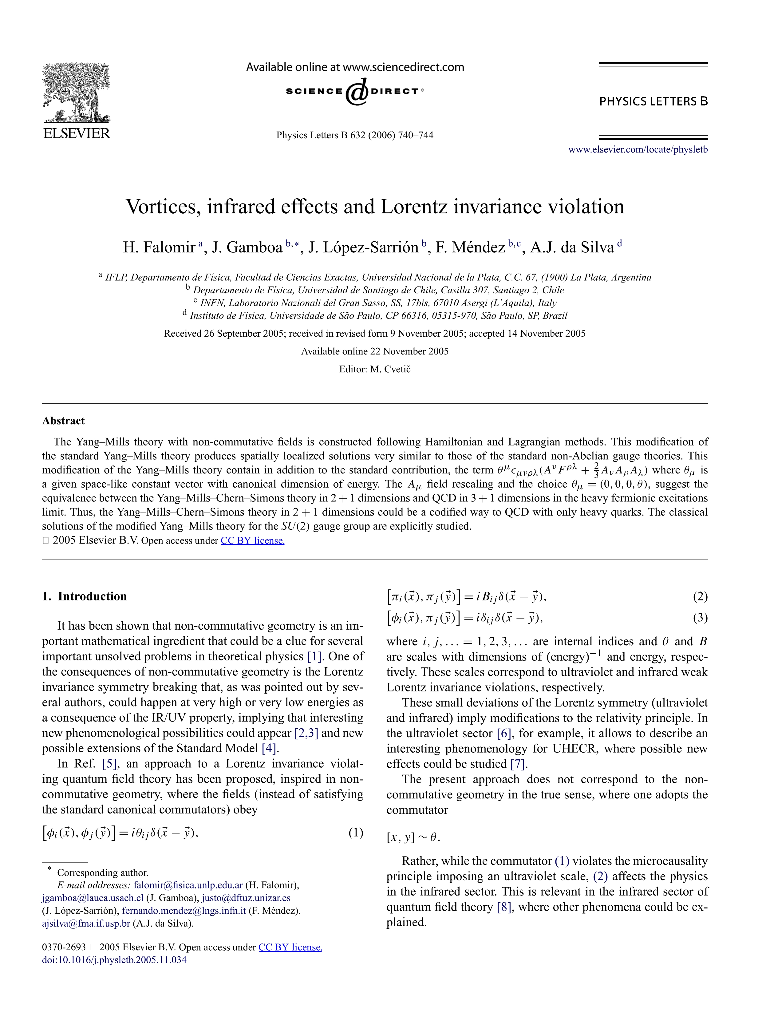 Vortices, infrared effects and Lorentz invariance violation