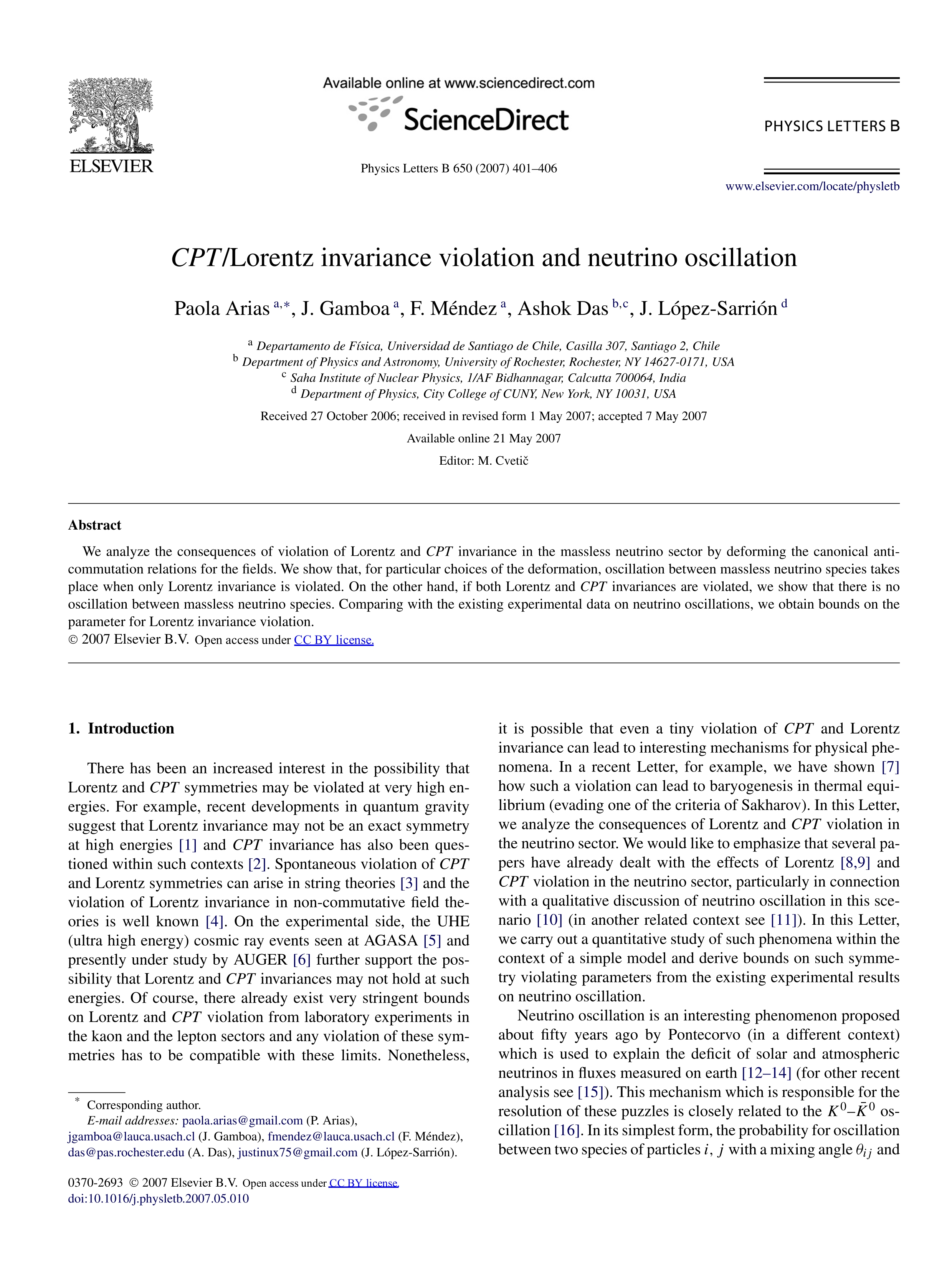 CPT / Lorentz invariance violation and neutrino oscillation