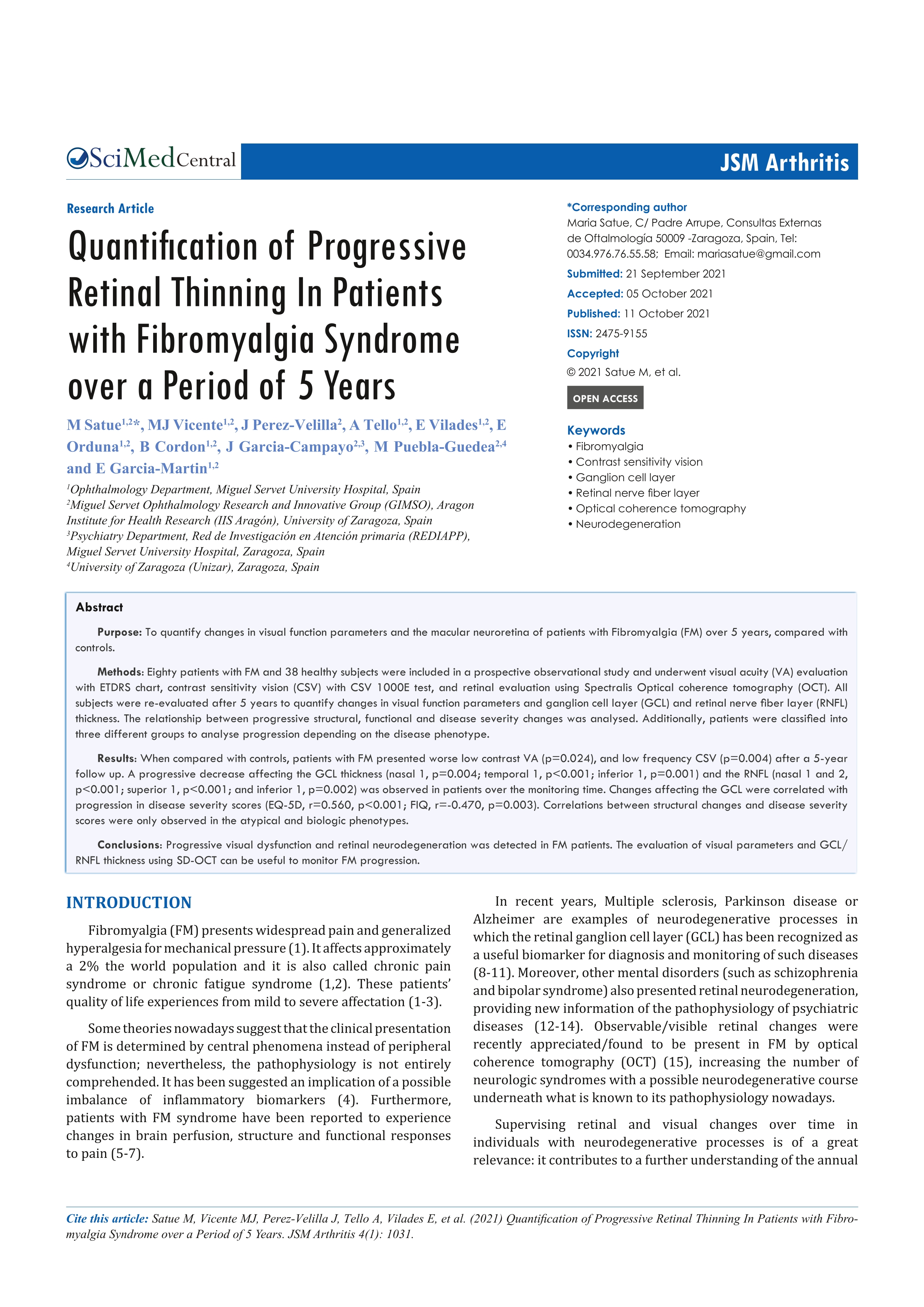 Quantification of progressive retinal thinning in patients with fibromyalgia syndrome over a period of 5 years