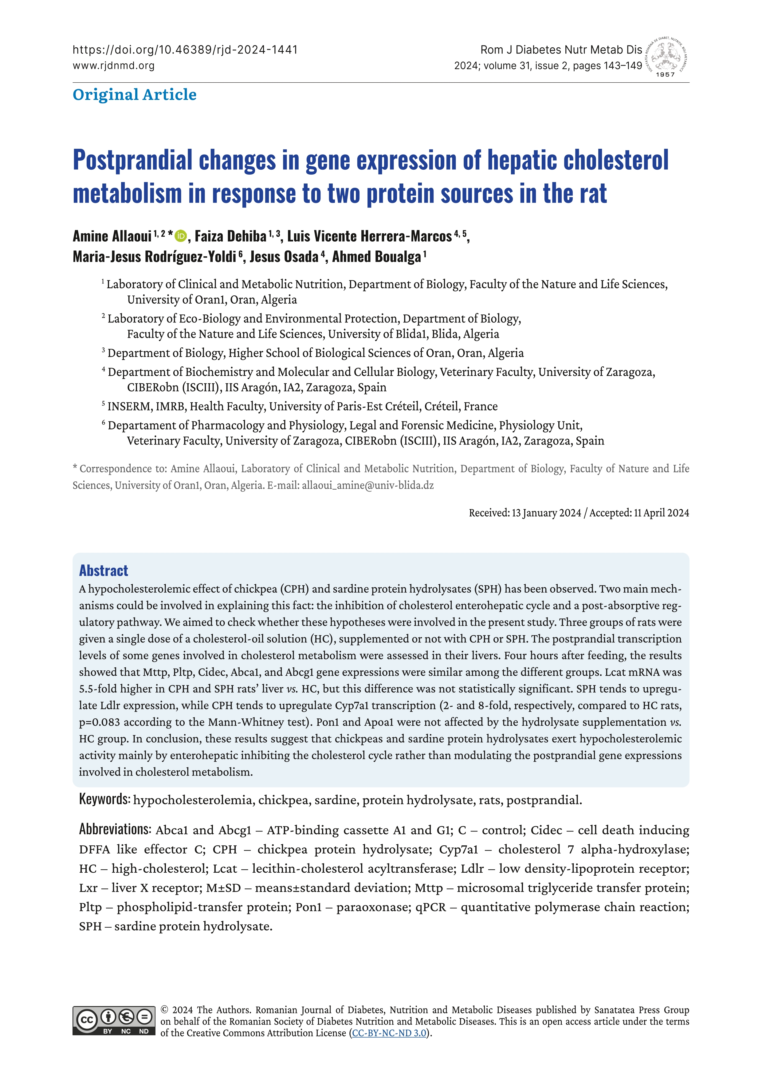 Postprandial changes in gene expression of hepatic cholesterol metabolism in response to two protein sources in the rat