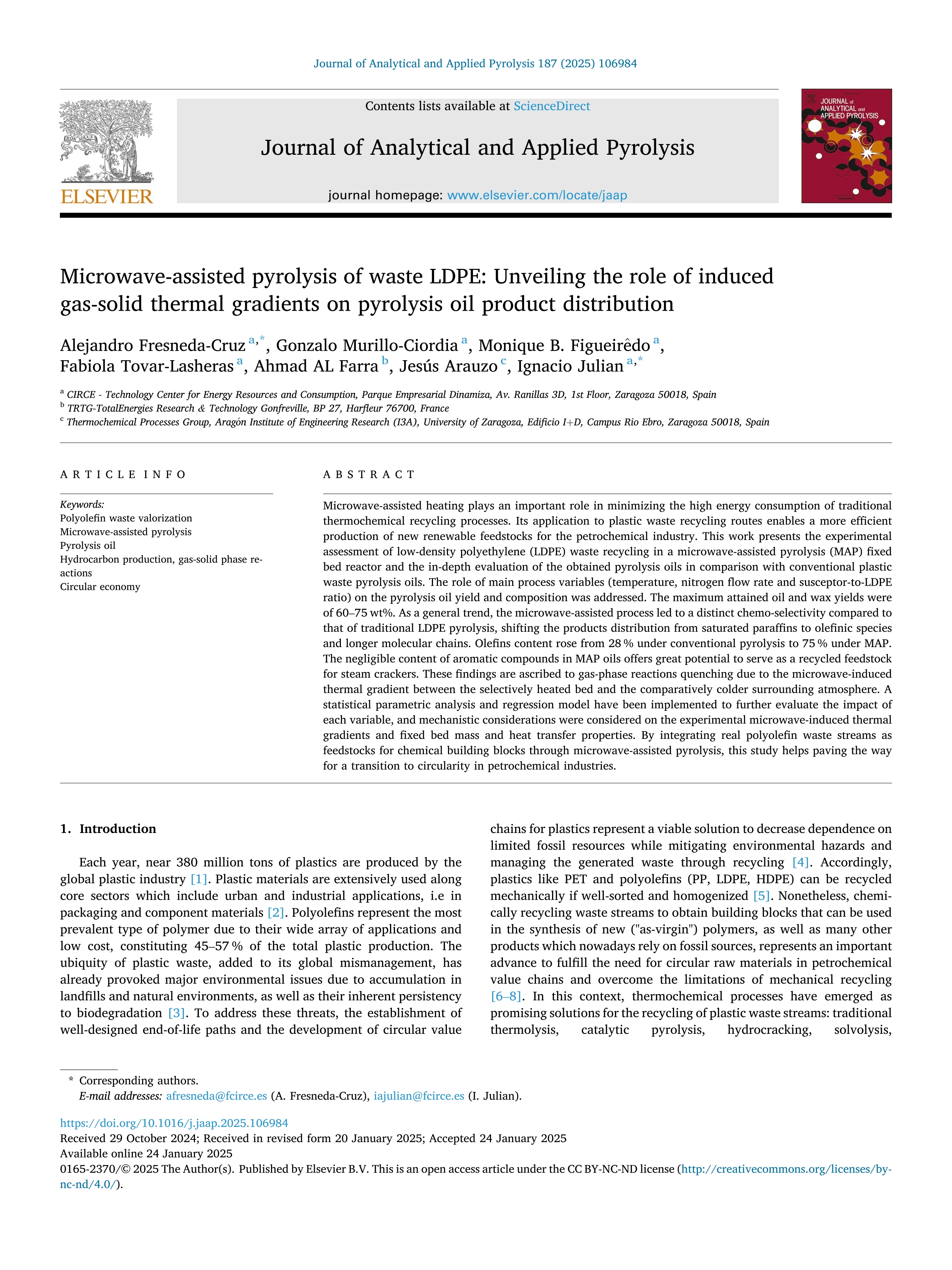 Microwave-assisted pyrolysis of waste LDPE: Unveiling the role of induced gas-solid thermal gradients on pyrolysis oil product distribution