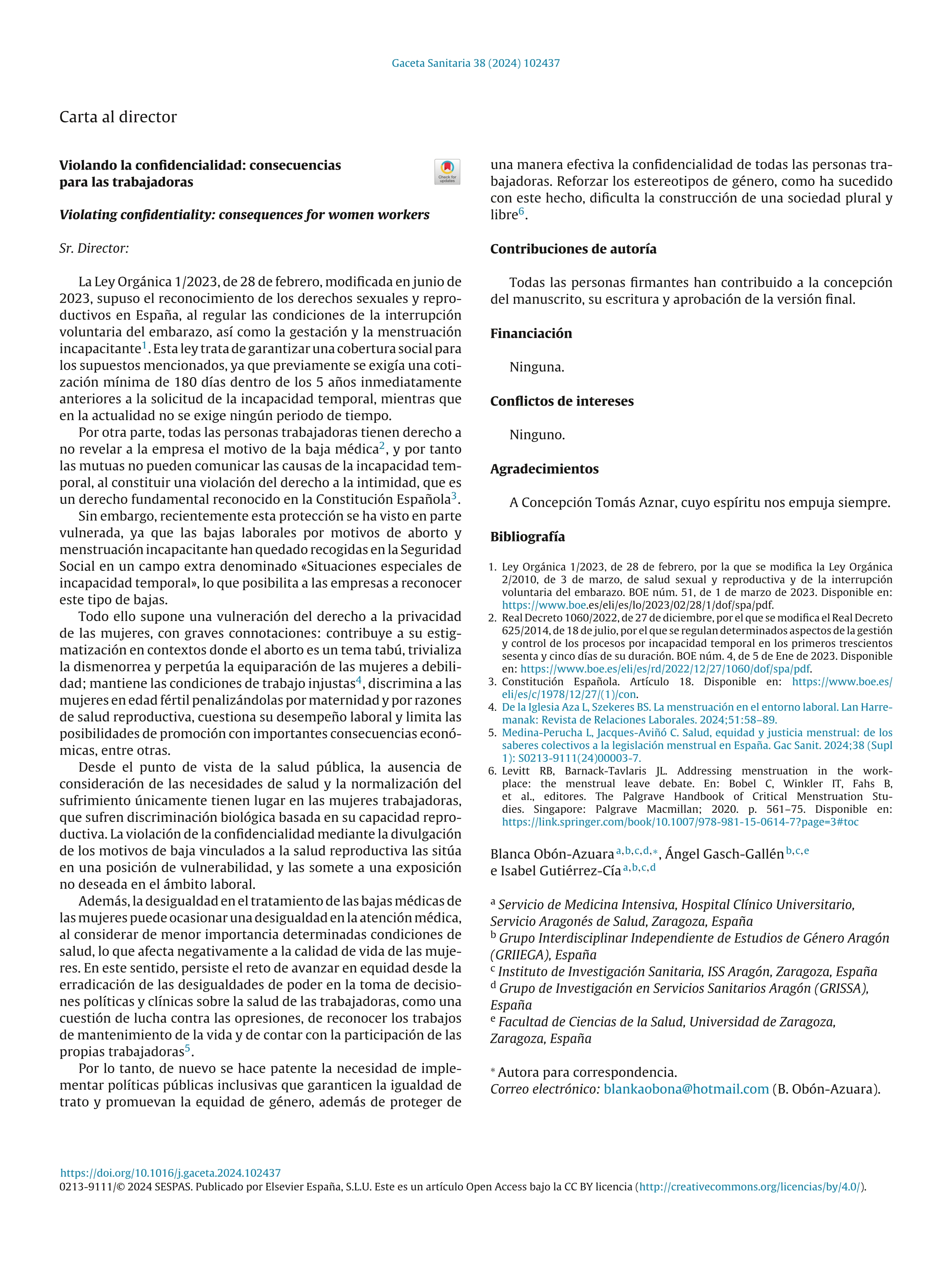 Violando la confidencialidad: consecuencias para las trabajadoras