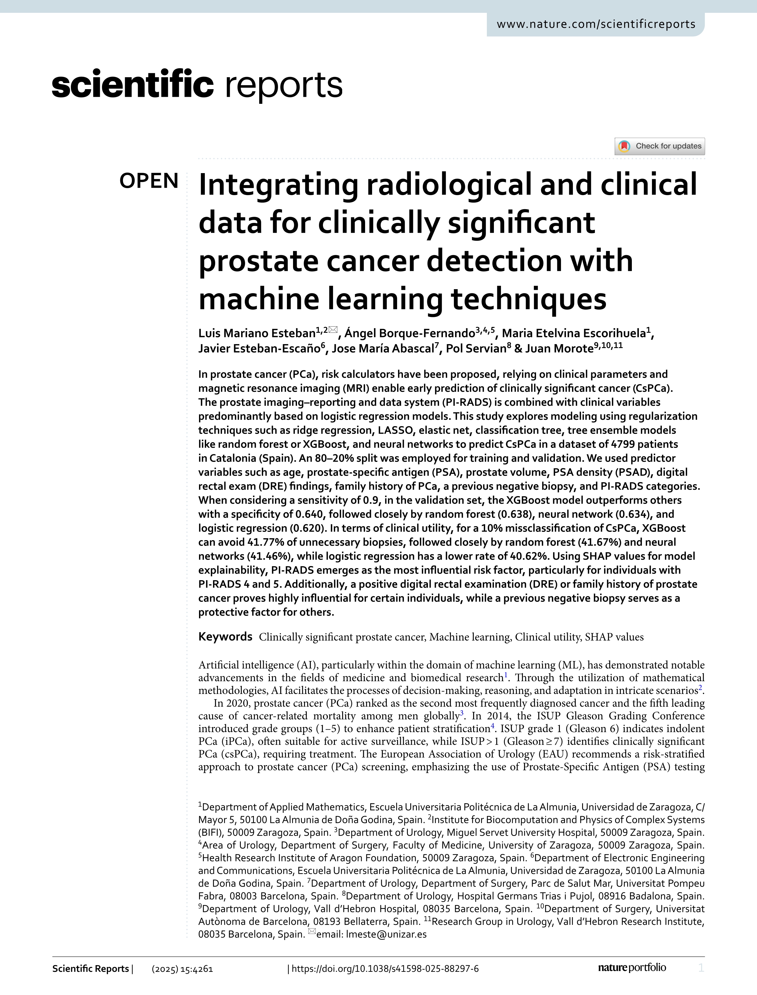 Integrating radiological and clinical data for clinically significant prostate cancer detection with machine learning techniques