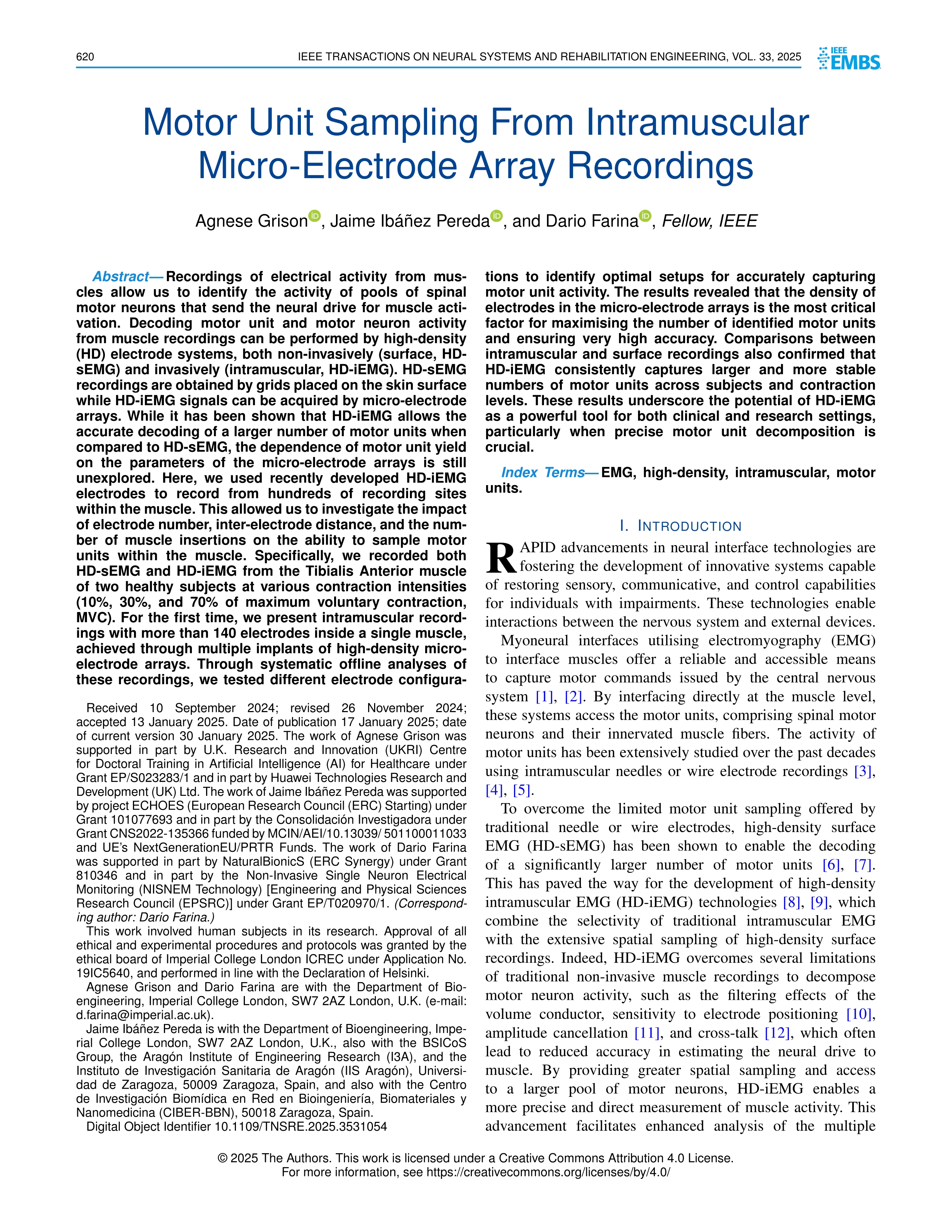 Motor unit sampling from intramuscular micro-electrode array recordings