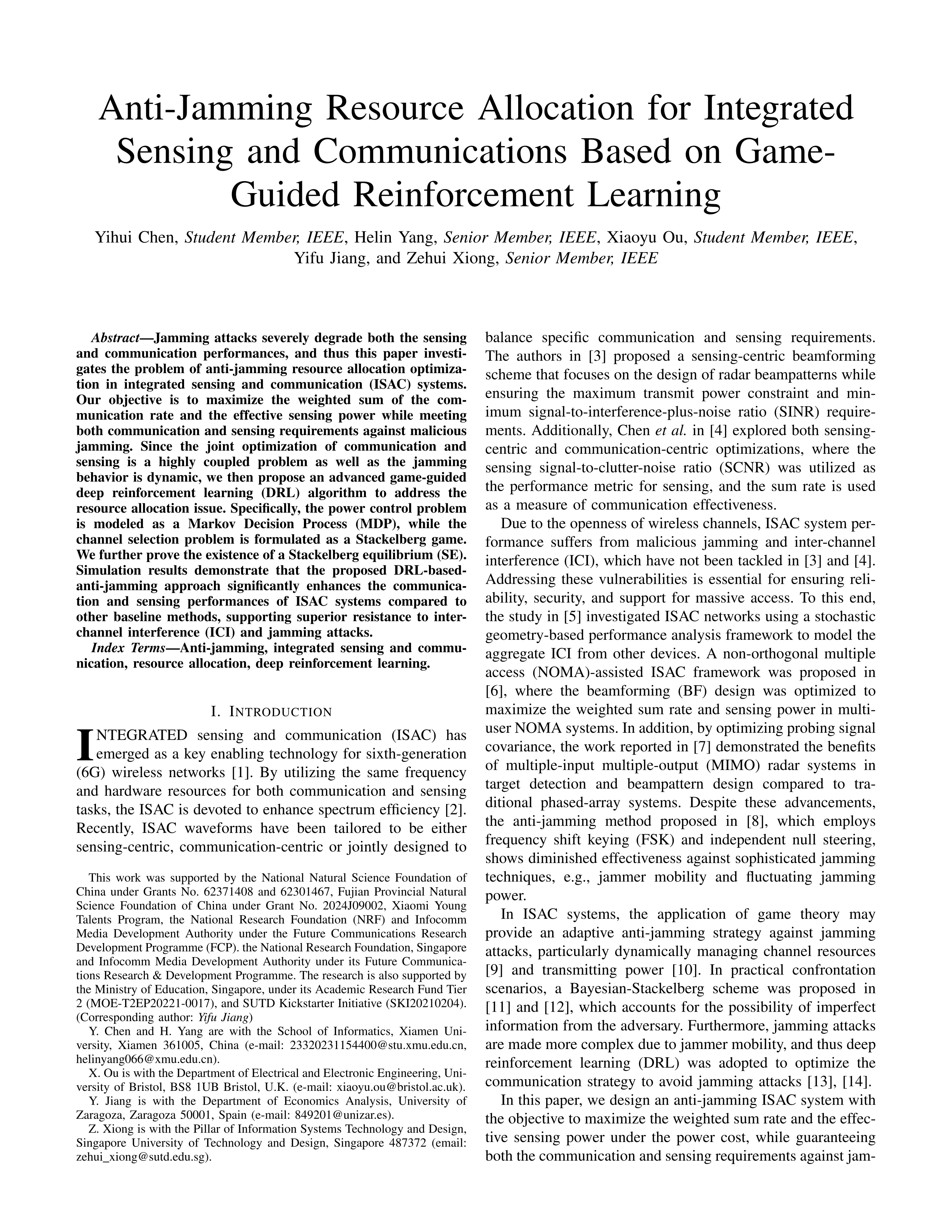 Anti-jamming resource allocation for integrated sensing and communications based on game-guided reinforcement learning