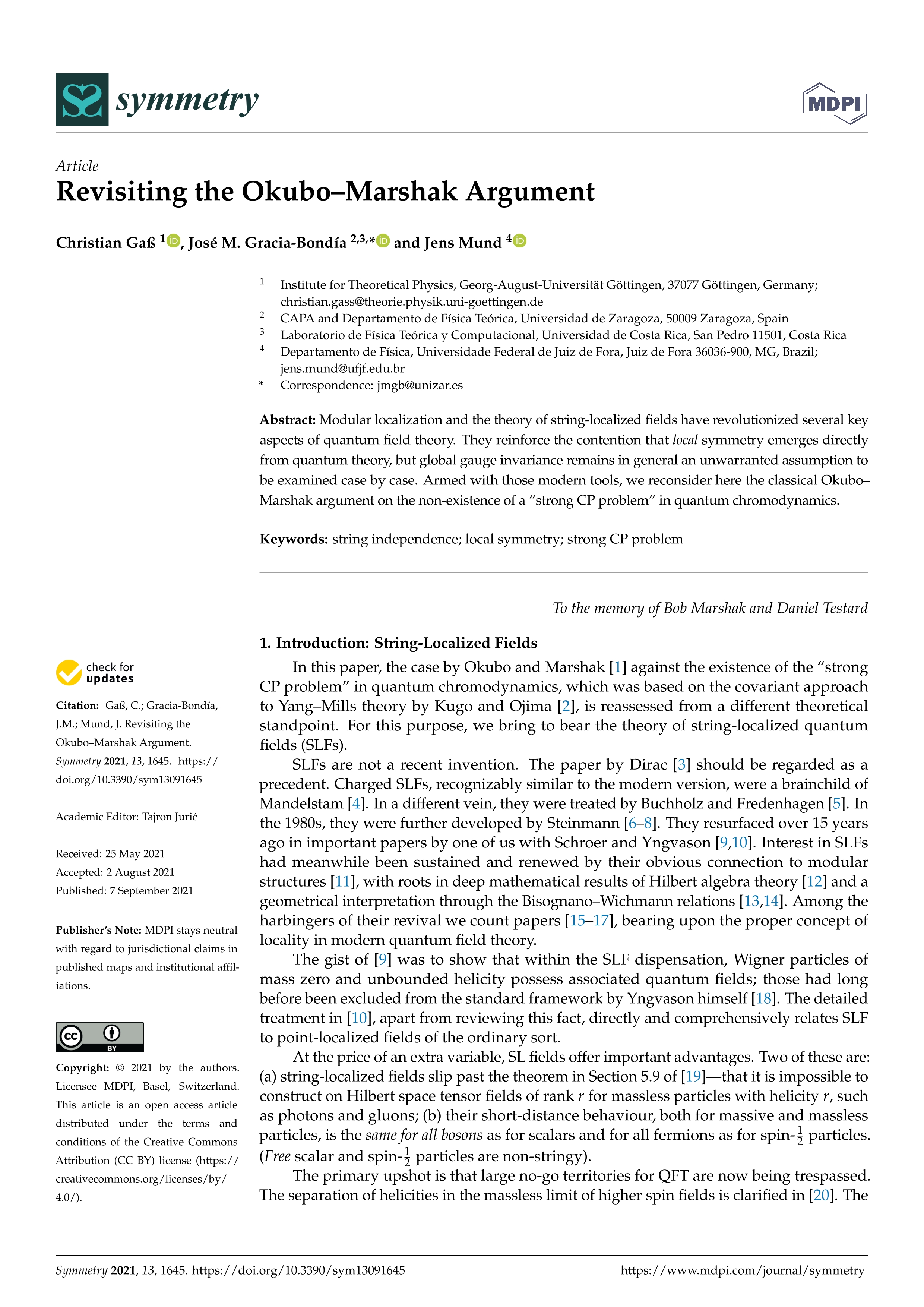 Revisiting the okubo–marshak argument