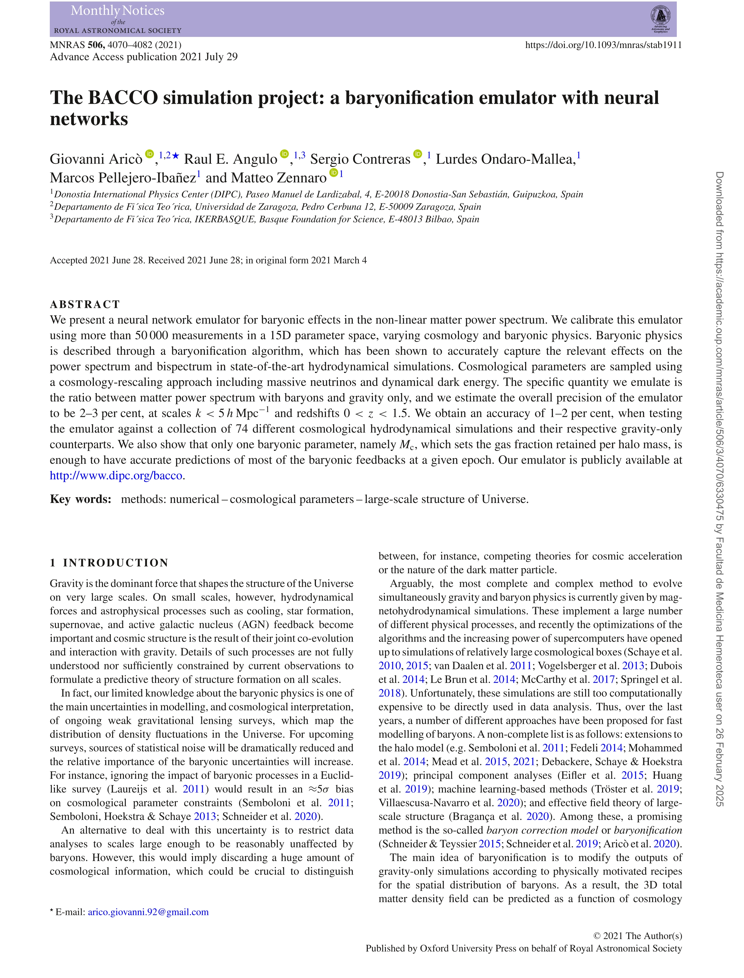 The BACCO simulation project: A baryonification emulator with neural networks