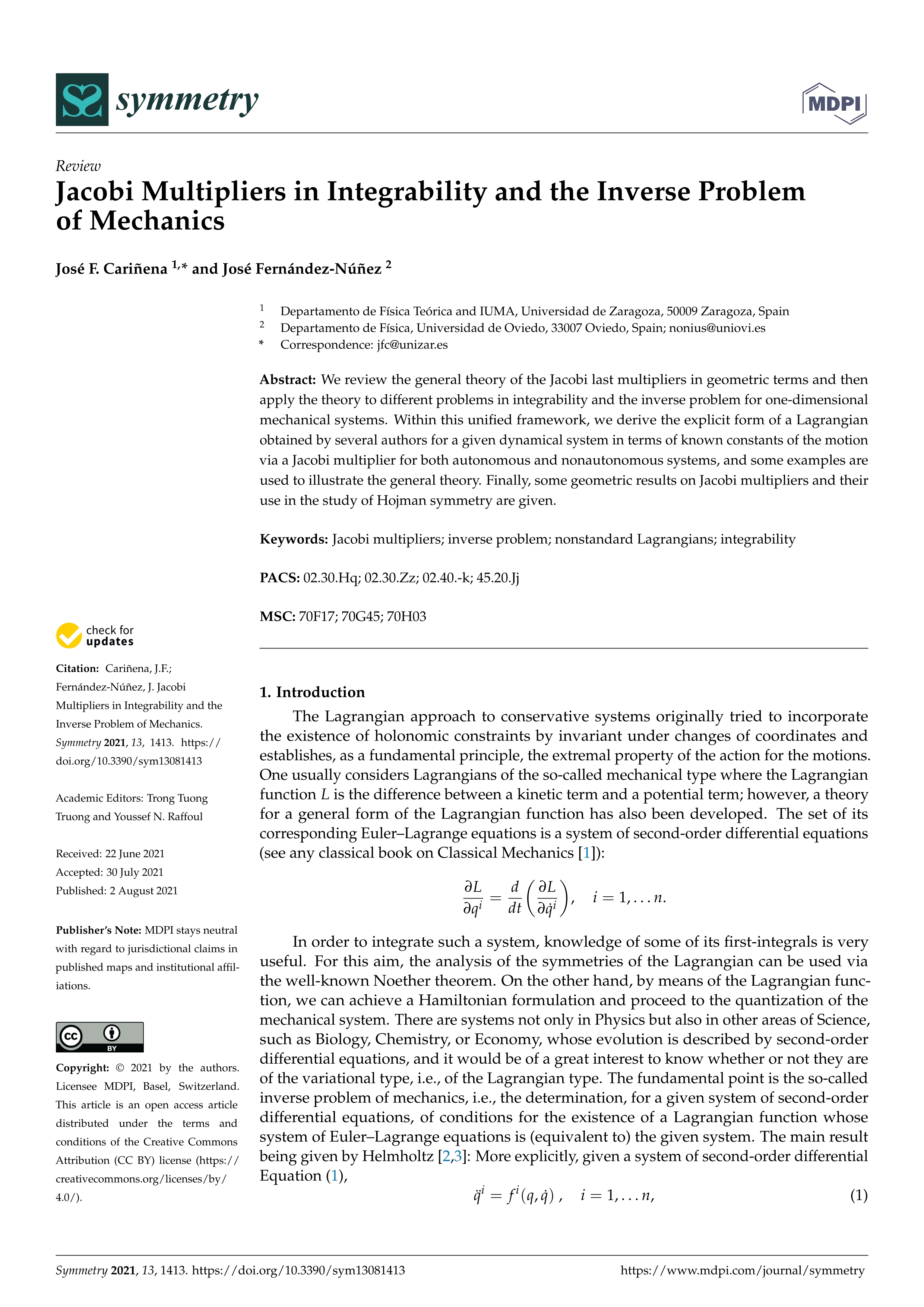 Jacobi multipliers in integrability and the inverse problem of mechanics