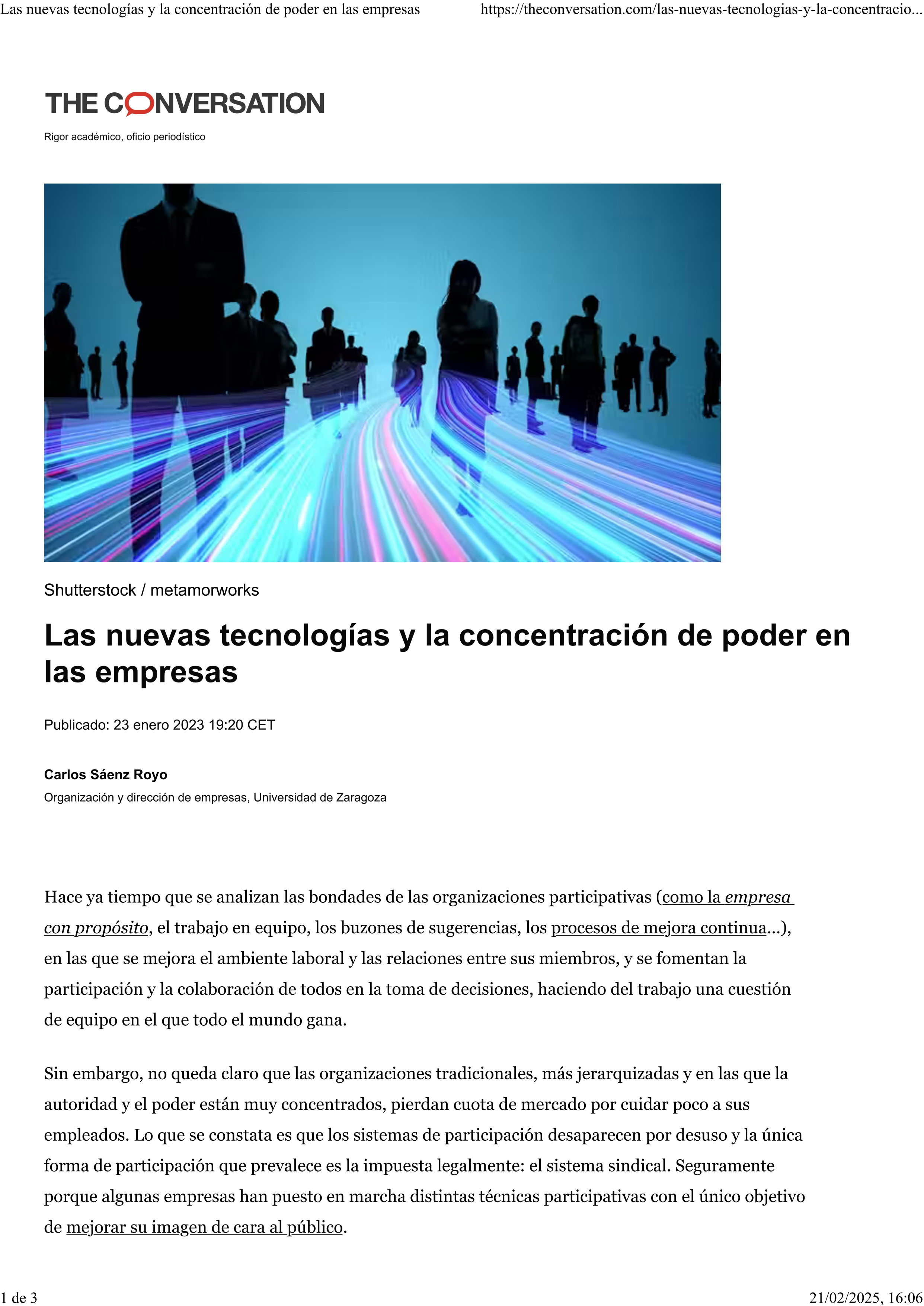 Las nuevas tecnologías y la concentración de poder en las empresas