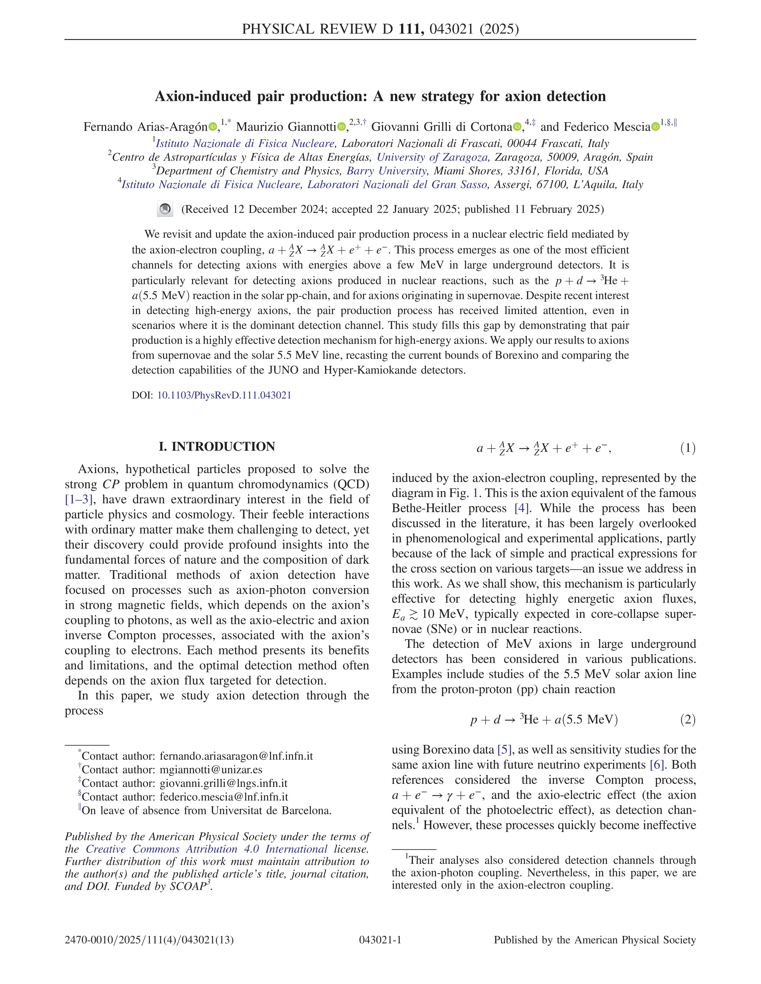Axion-induced pair production: A new strategy for axion detection