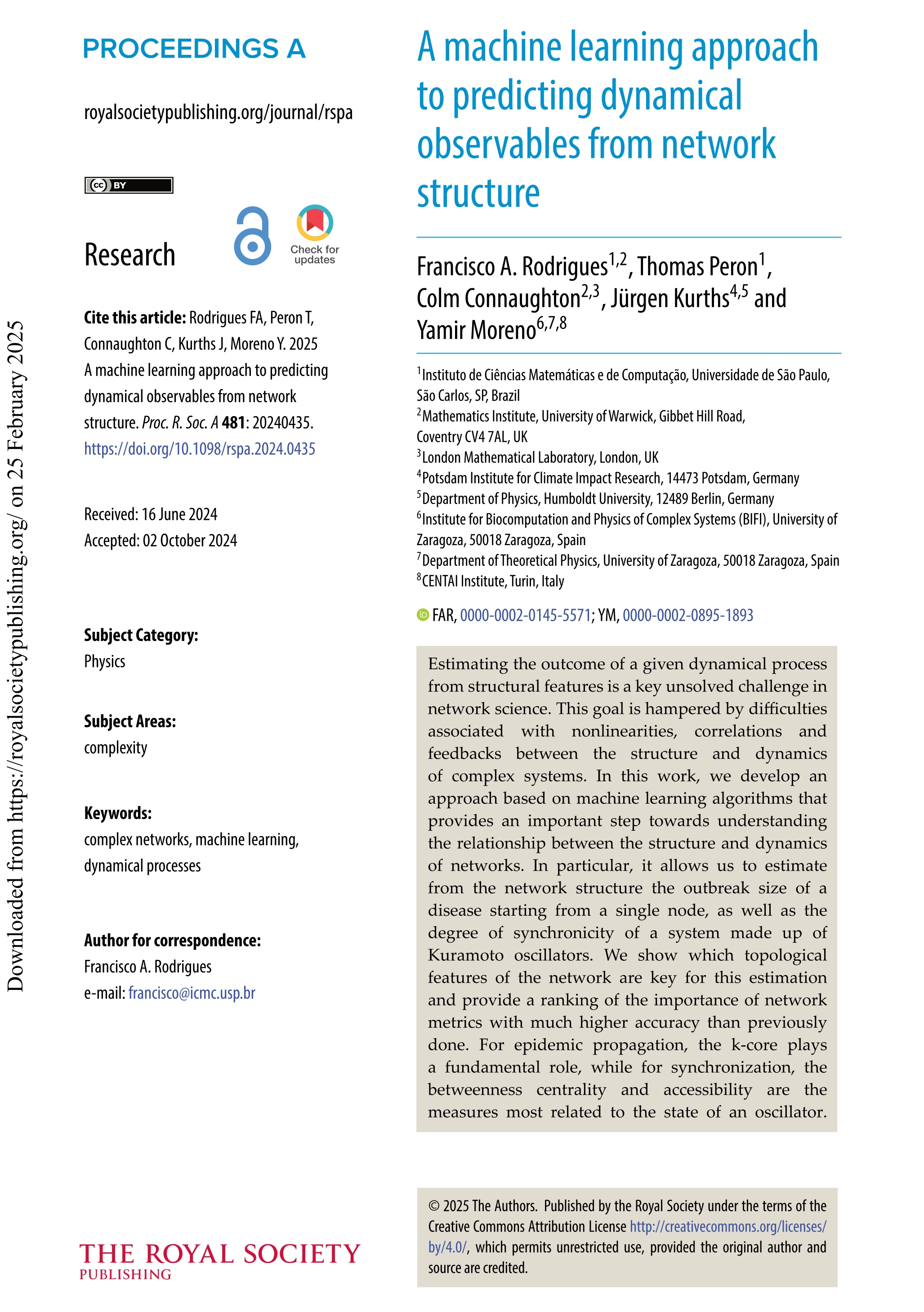 A machine learning approach to predicting dynamical observables from network structure