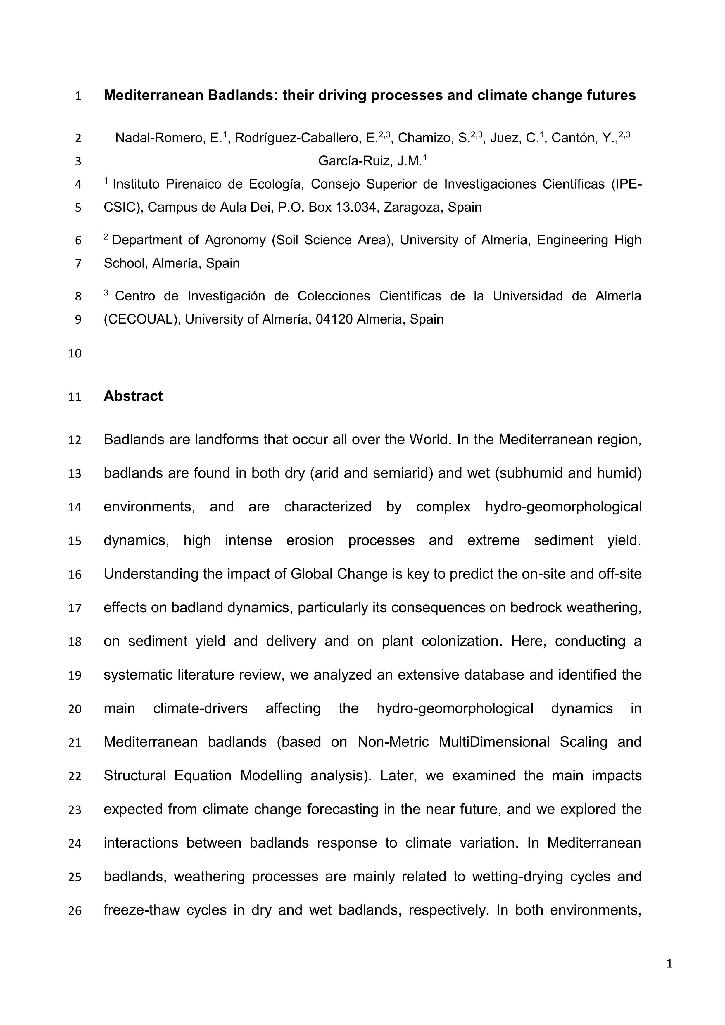 Mediterranean badlands: Their driving processes and climate change futures