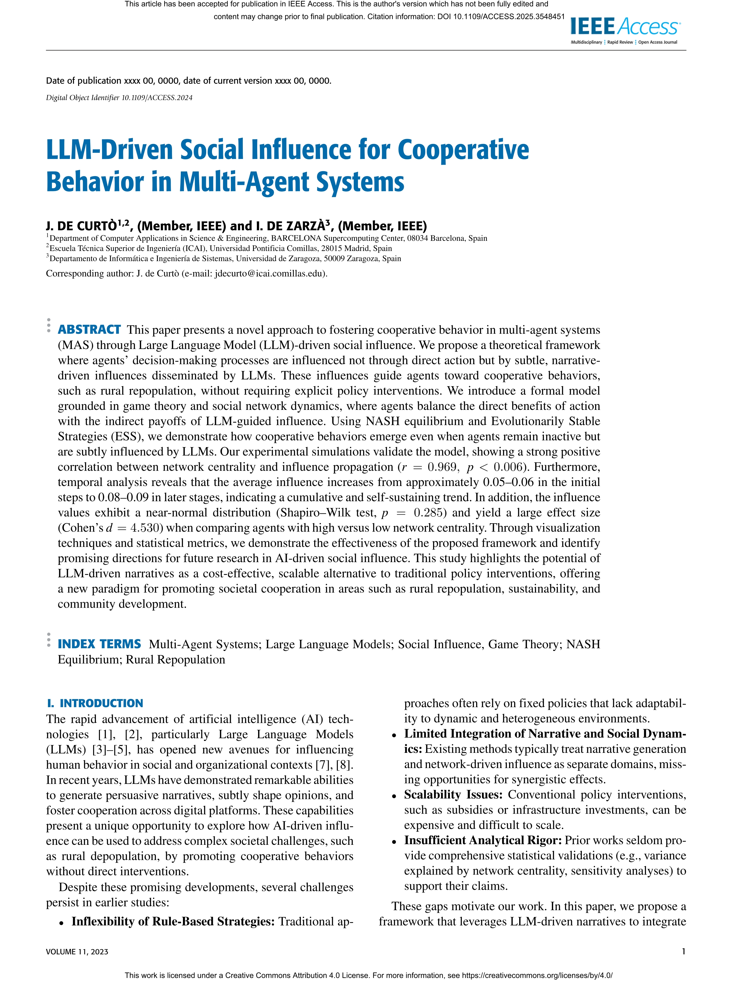 LLM-Driven Social Influence for Cooperative Behavior in Multi-Agent Systems