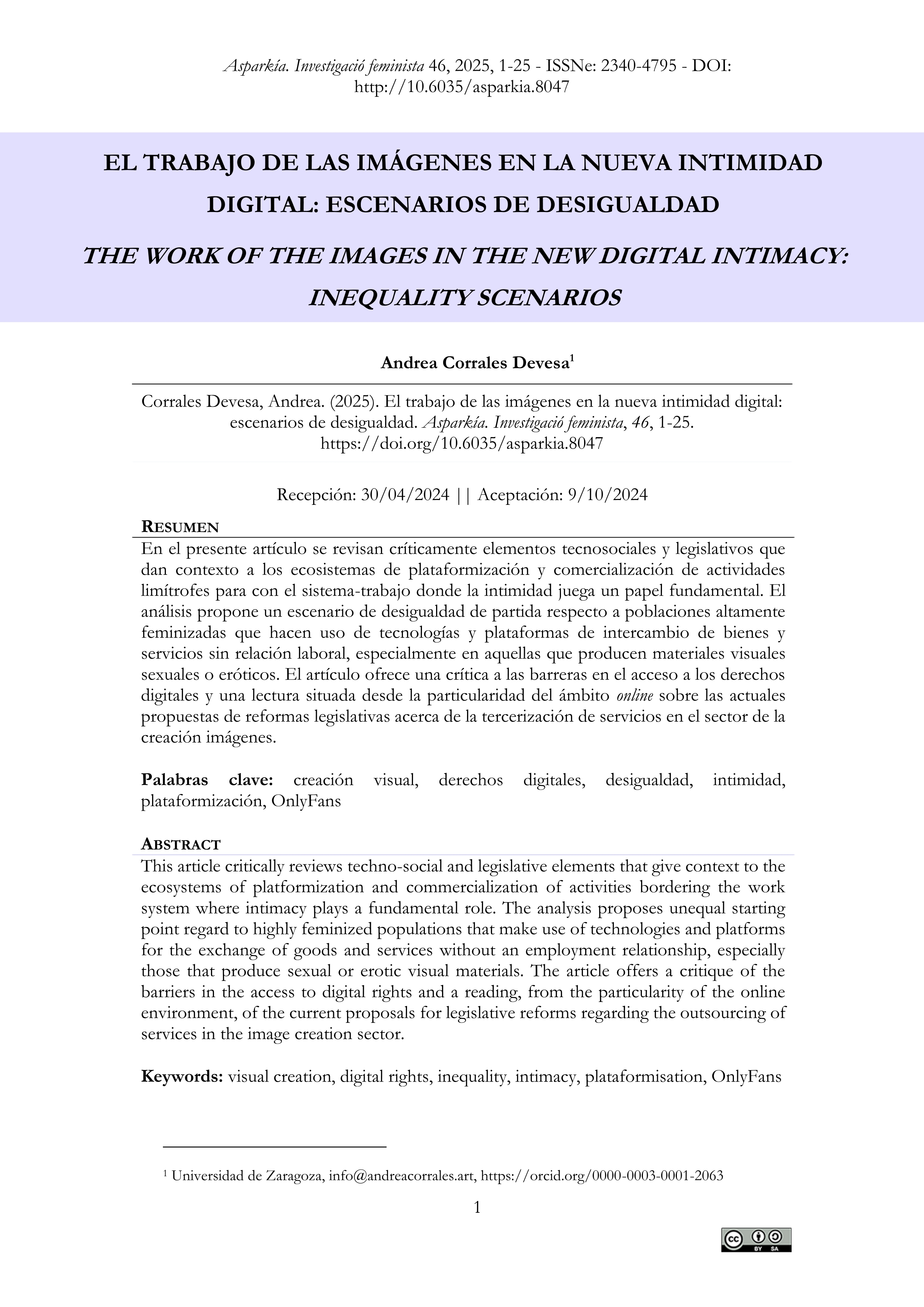El trabajo de las imágenes en la nueva intimidad digital: escenarios de desigualdad