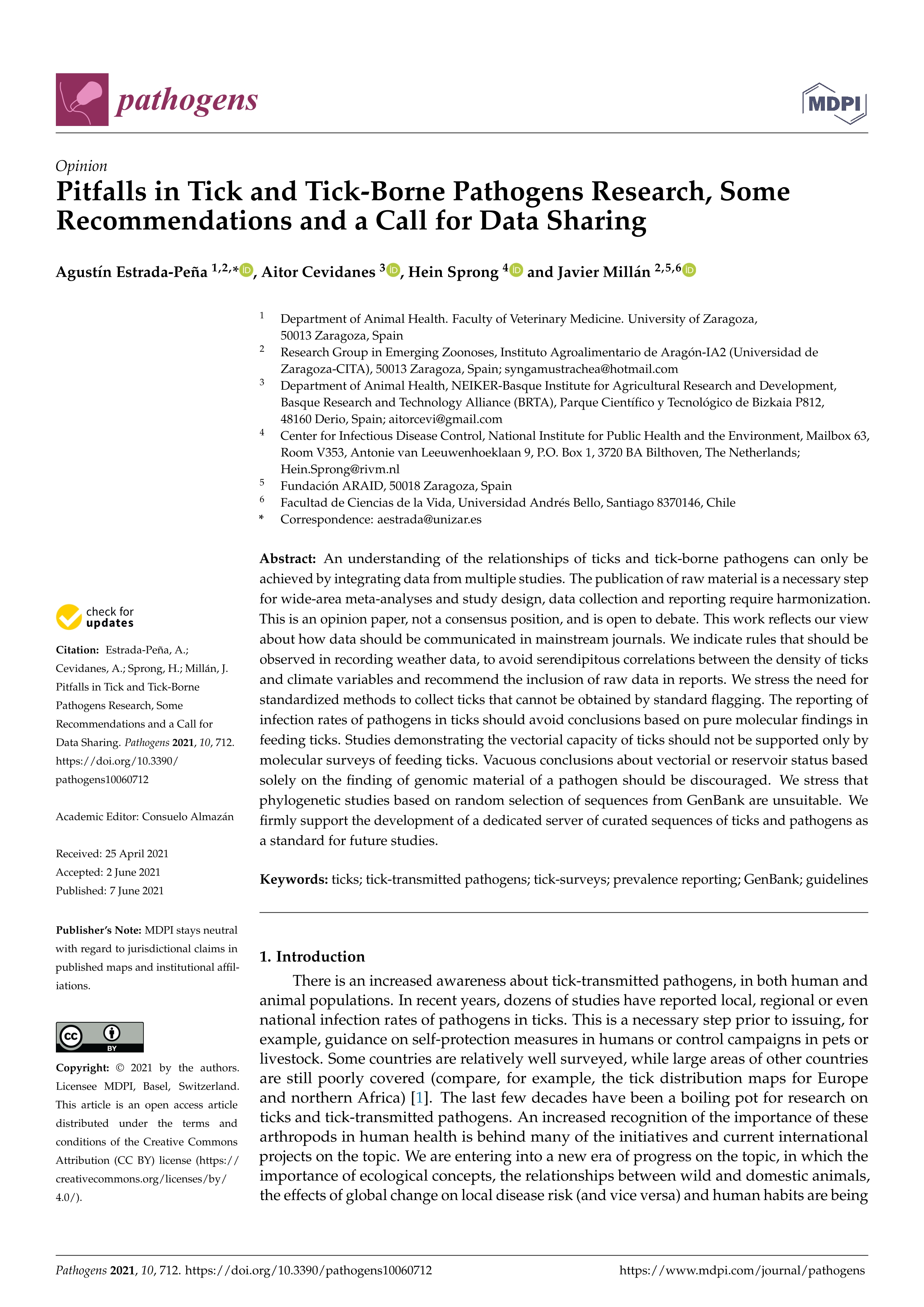 Pitfalls in tick and tick-borne pathogens research, some recommendations and a call for data sharing