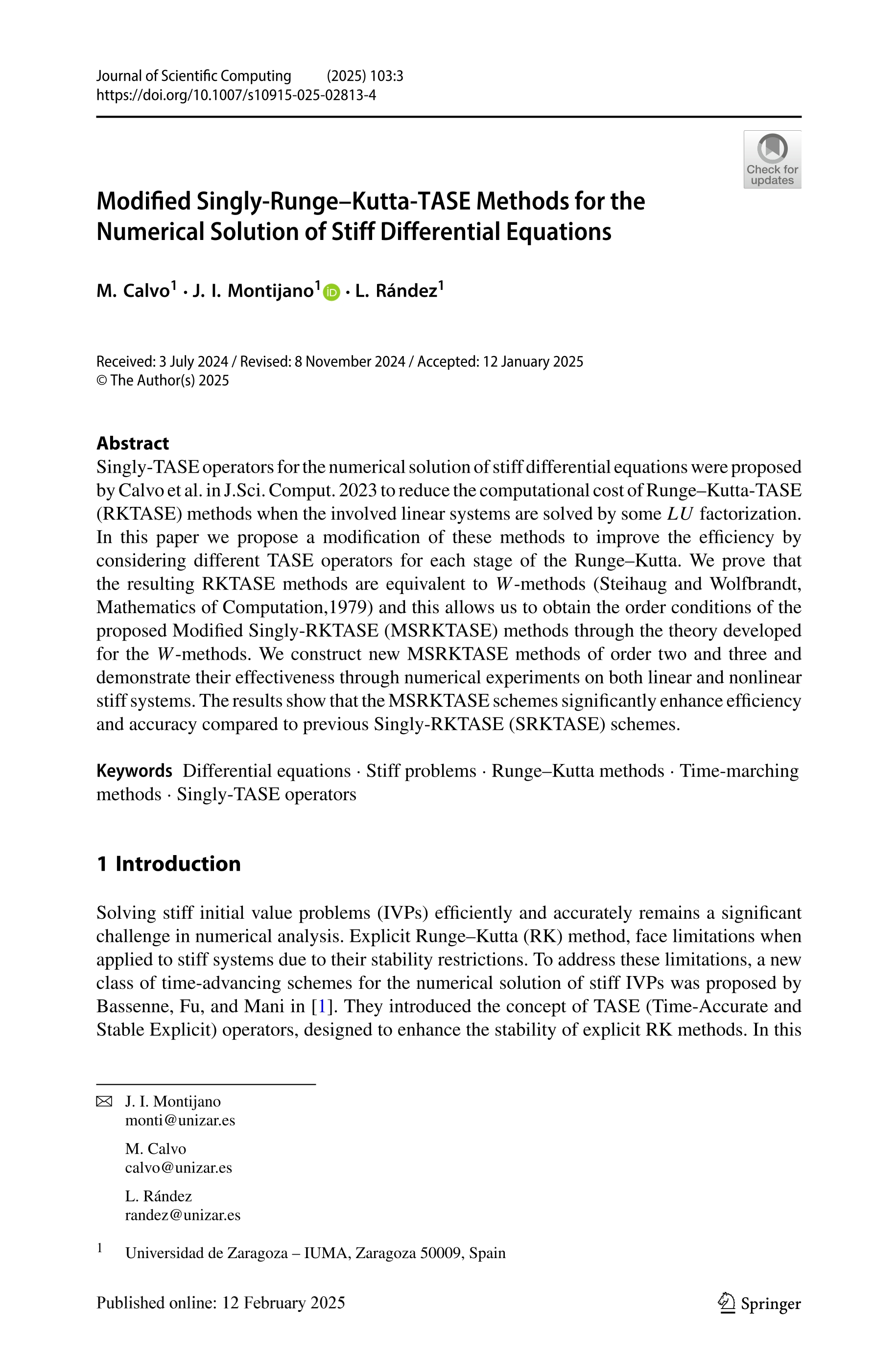 Modified Singly-Runge–Kutta-TASE Methods for the Numerical Solution of Stiff Differential Equations