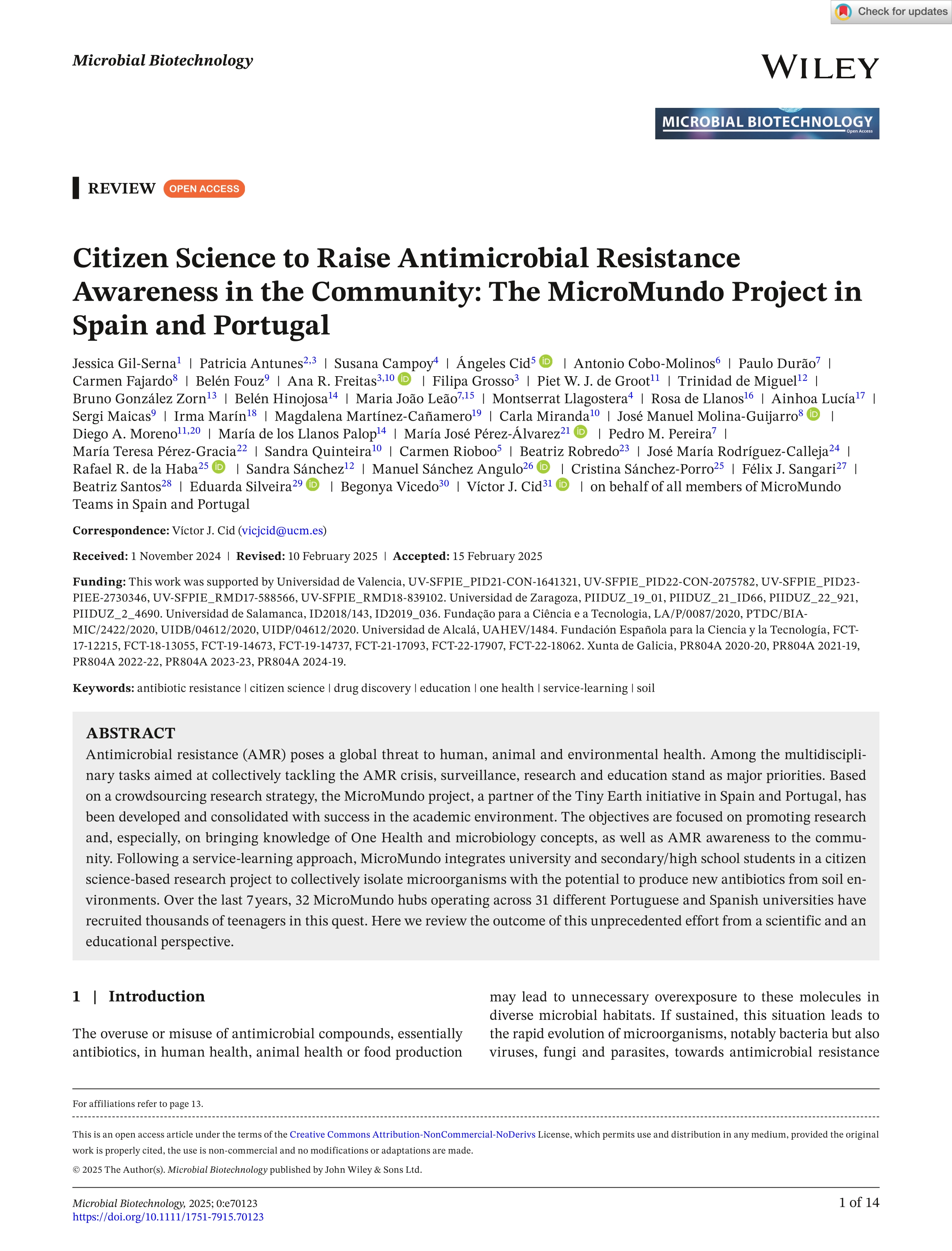 Citizen Science to raise antimicrobial resistance awareness in the community: the MicroMundo project in Spain and Portugal
