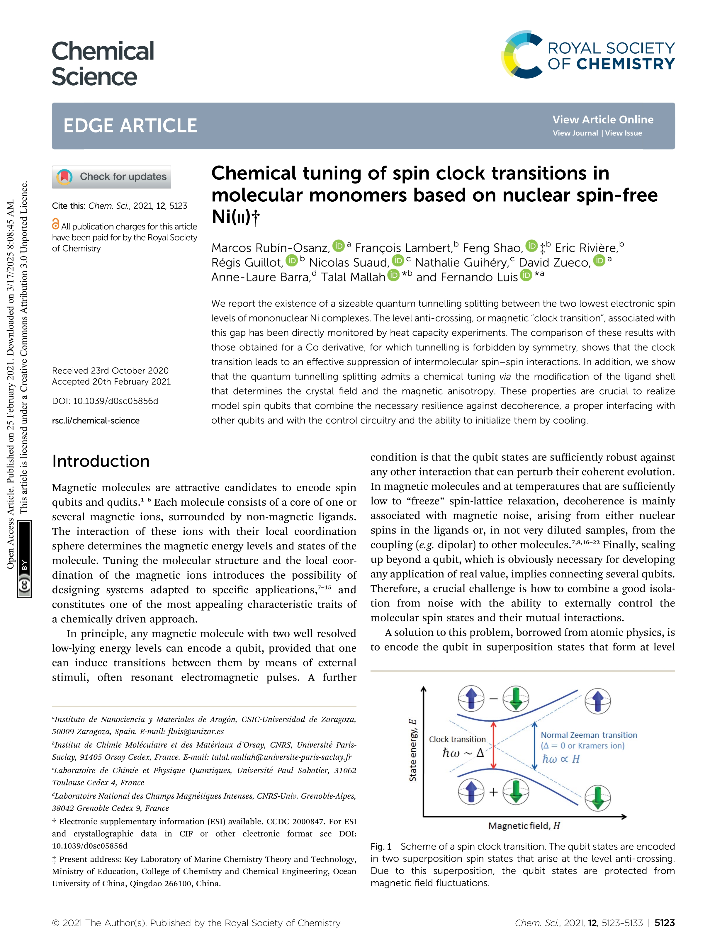 Chemical tuning of spin clock transitions in molecular monomers based on nuclear spin-free Ni(ii)