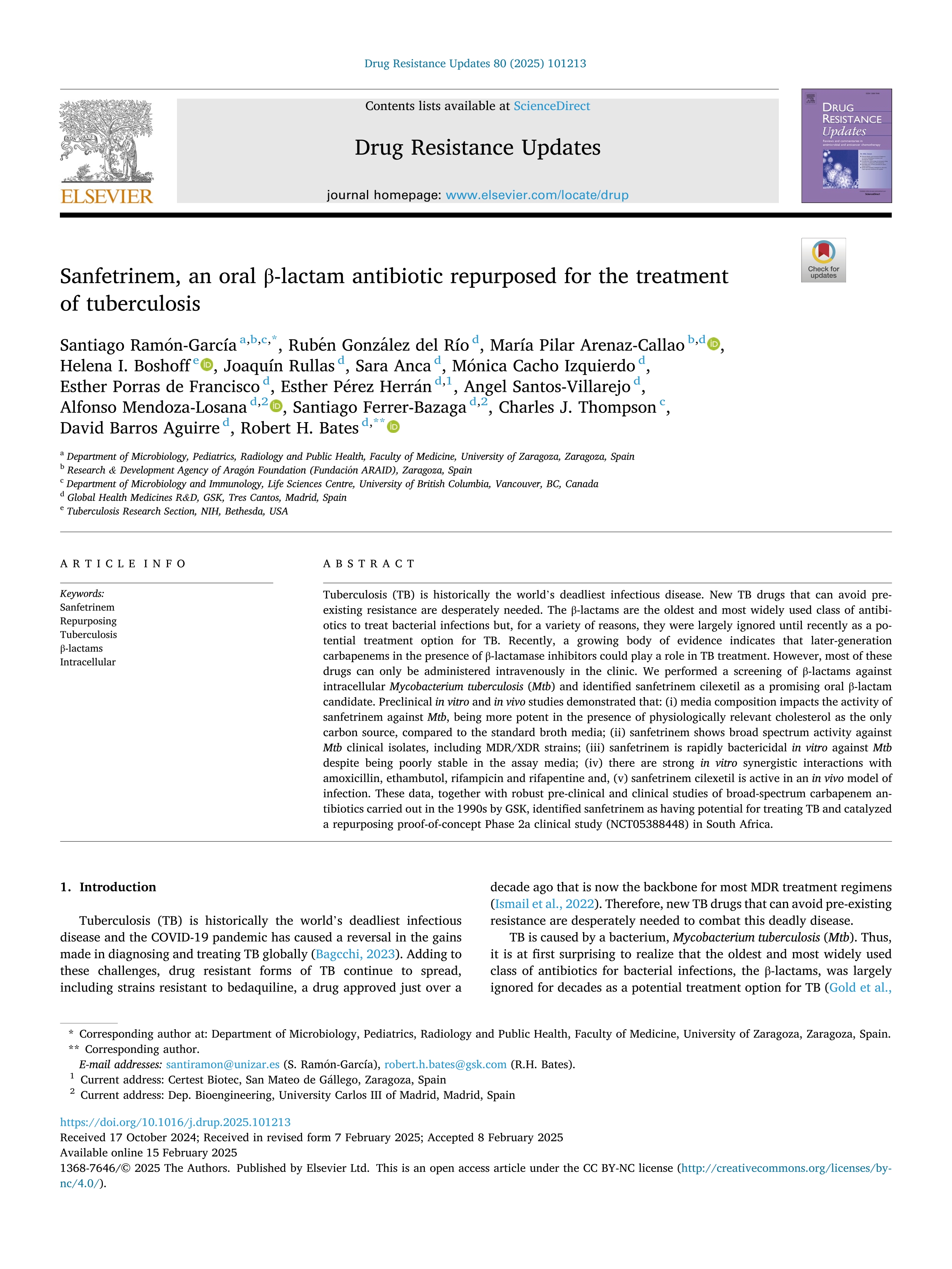 Sanfetrinem, an oral ß-lactam antibiotic repurposed for the treatment of tuberculosis