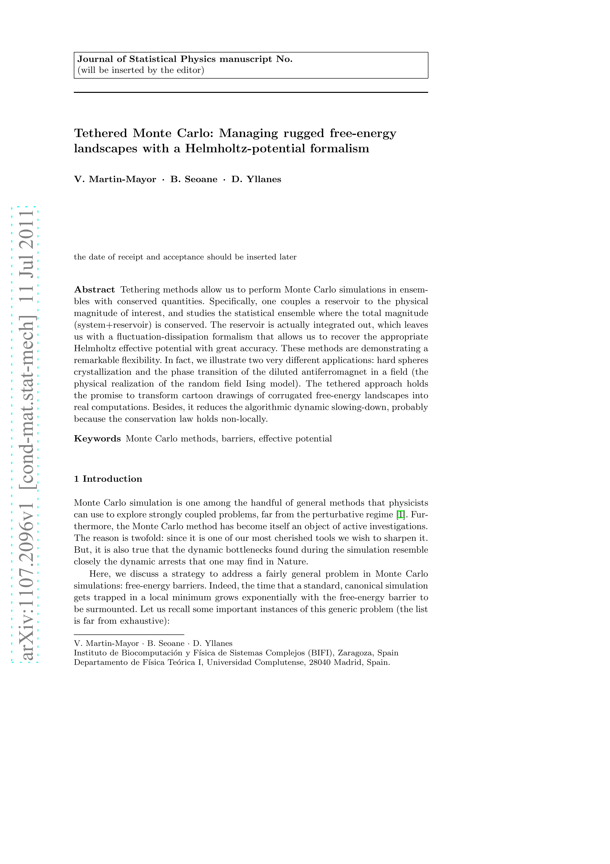 Tethered Monte Carlo: Managing Rugged Free-Energy Landscapes with a Helmholtz-Potential Formalism