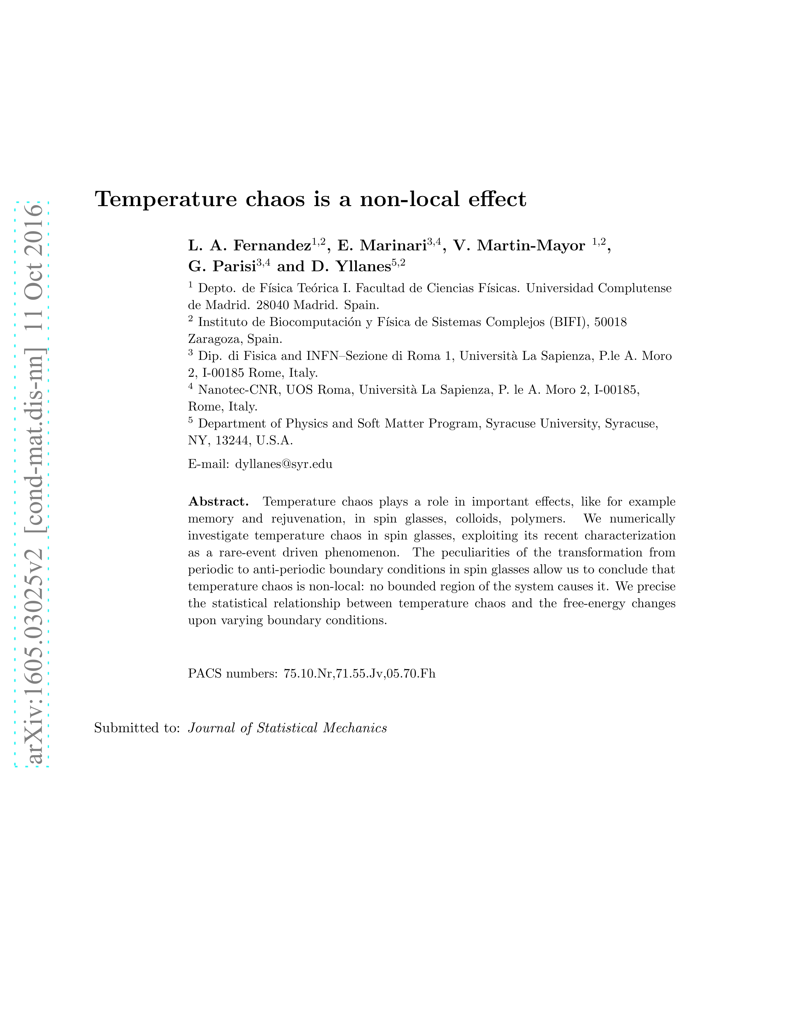 Temperature chaos is a non-local effect