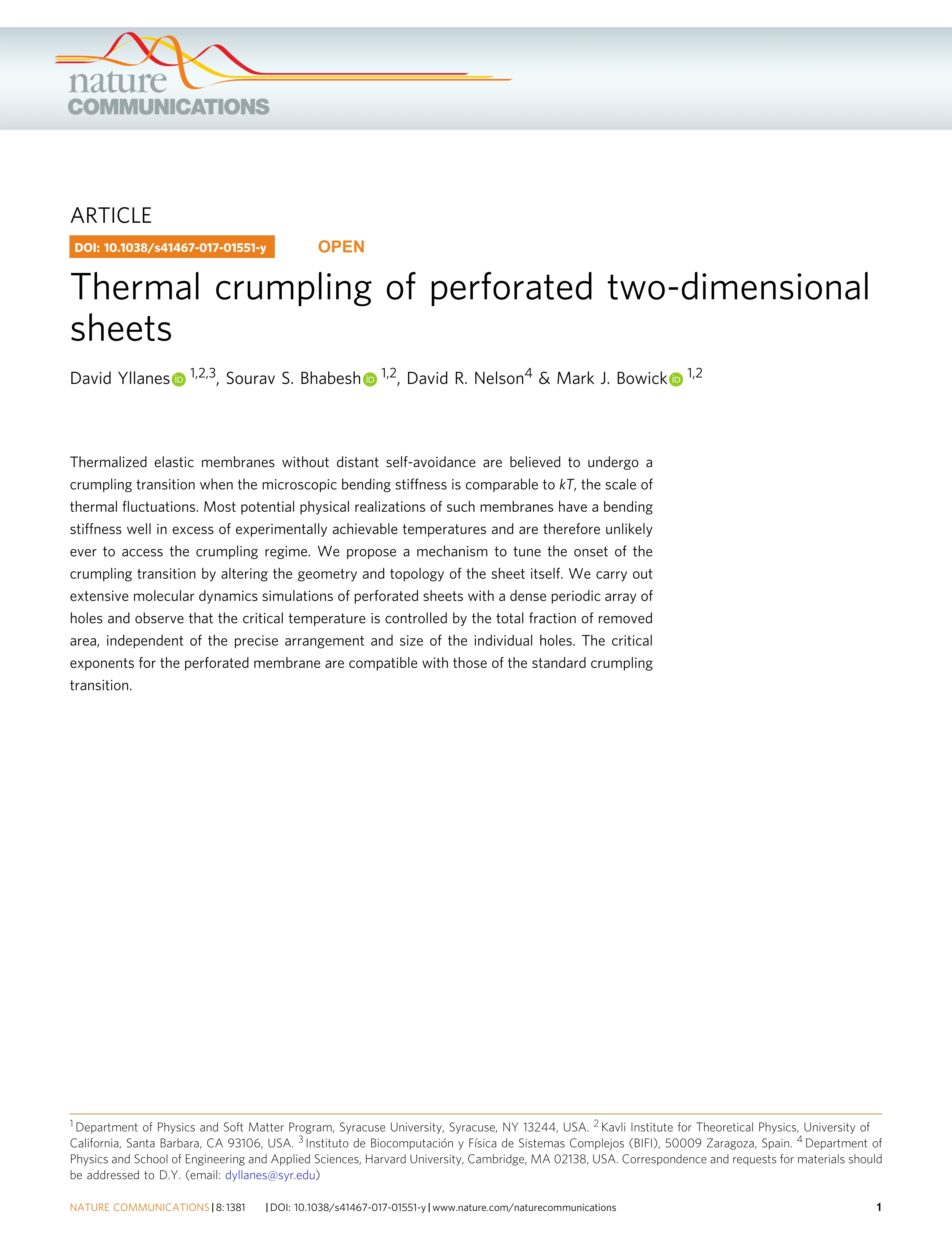 Thermal crumpling of perforated two-dimensional sheets