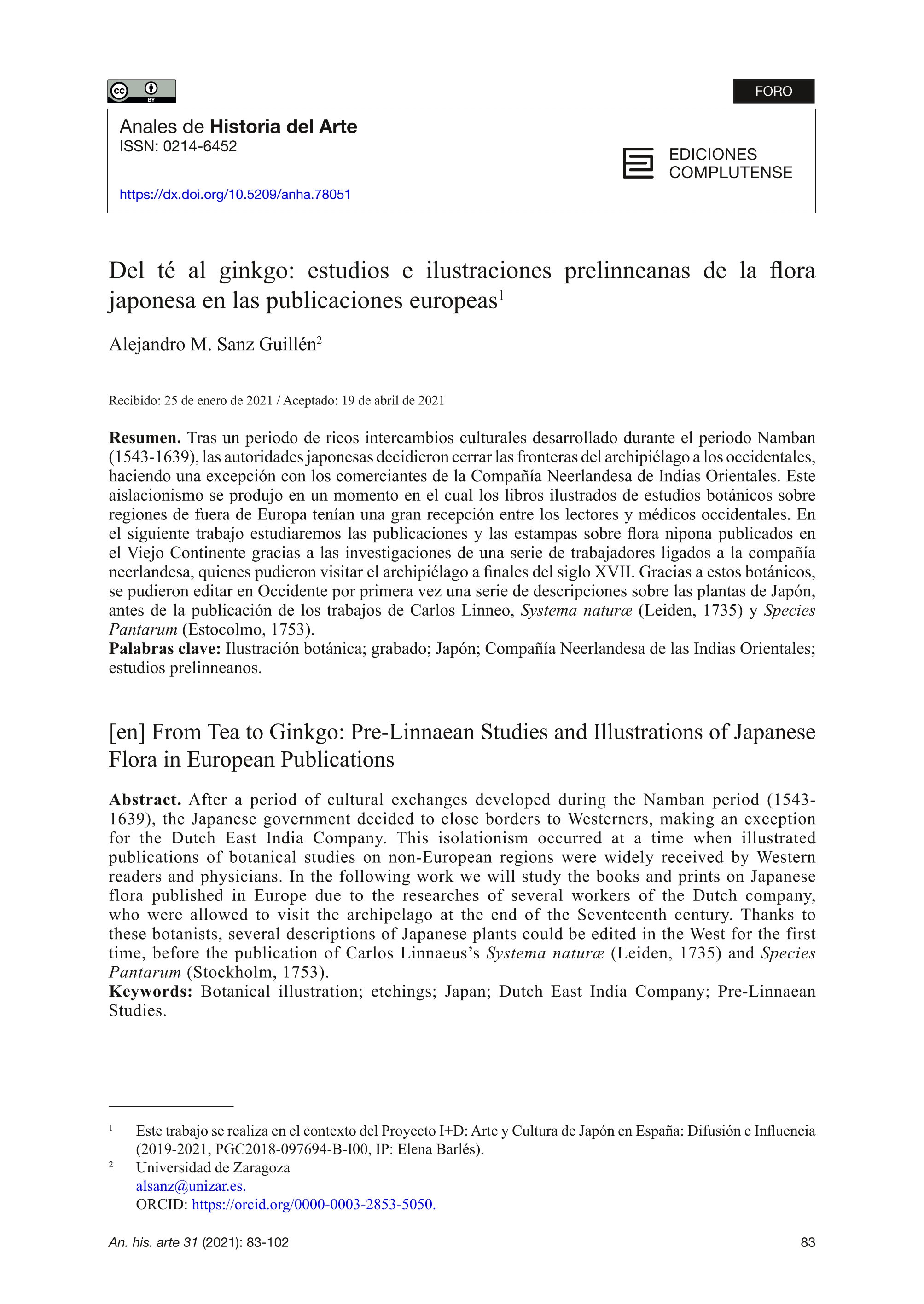 Del té al ginkgo: estudios e ilustraciones prelinneanas de la flora japonesa en las publicaciones europeas