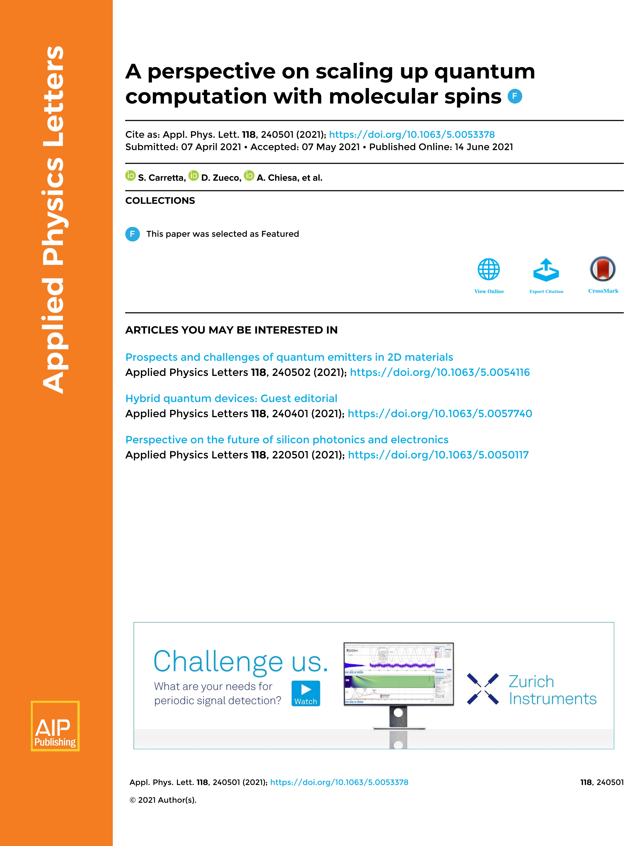 A perspective on scaling up quantum computation with molecular spins