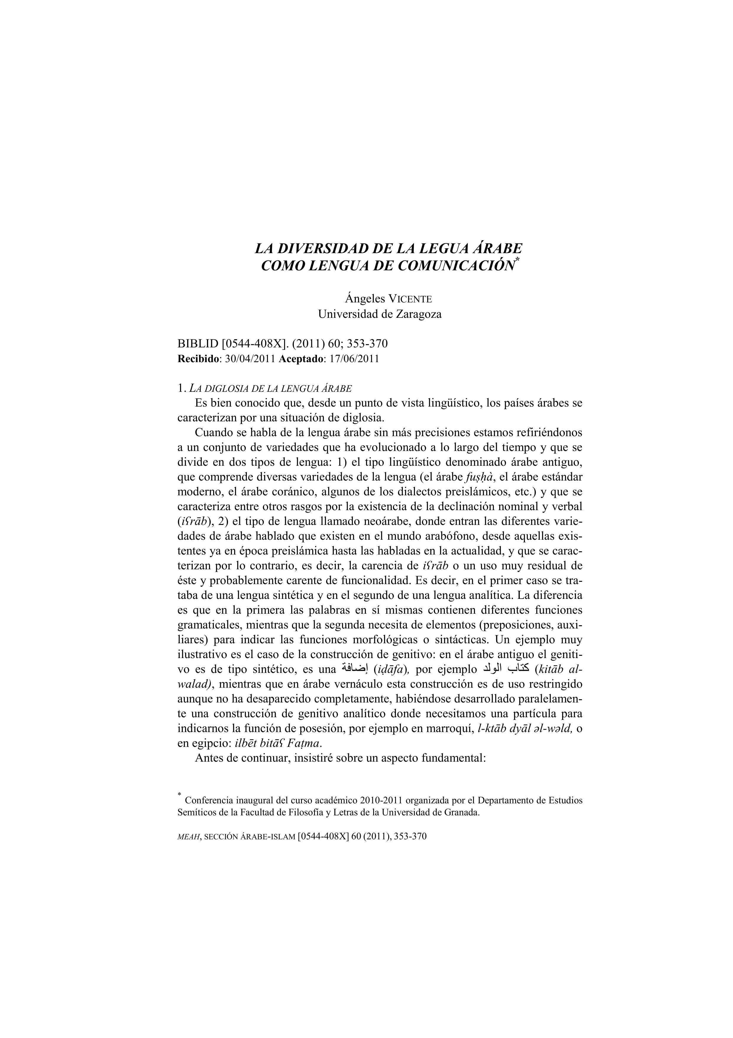 La diversidad de la lengua árabe como lengua de comunicación
