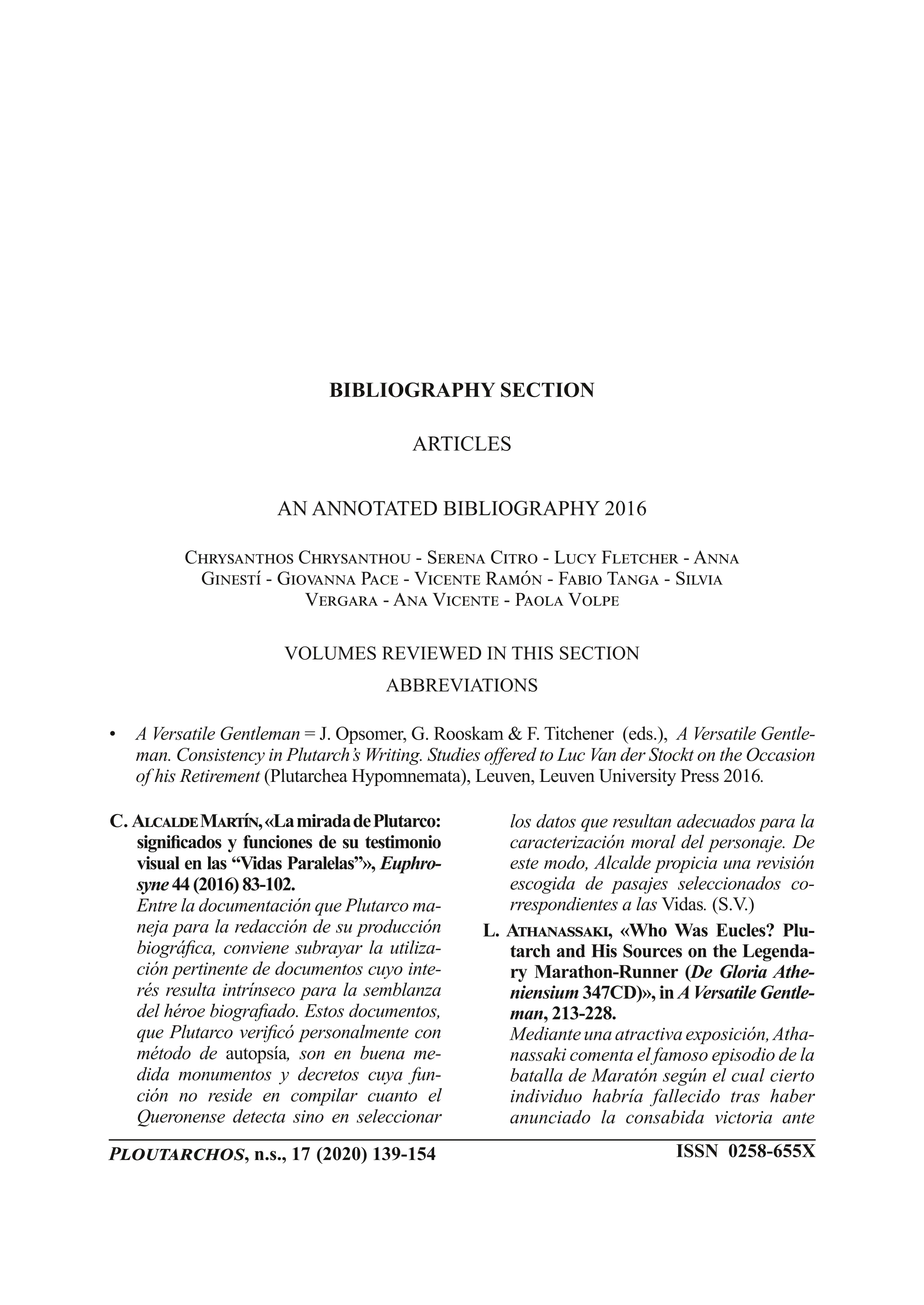 Articles. An annotated bibliography 2016