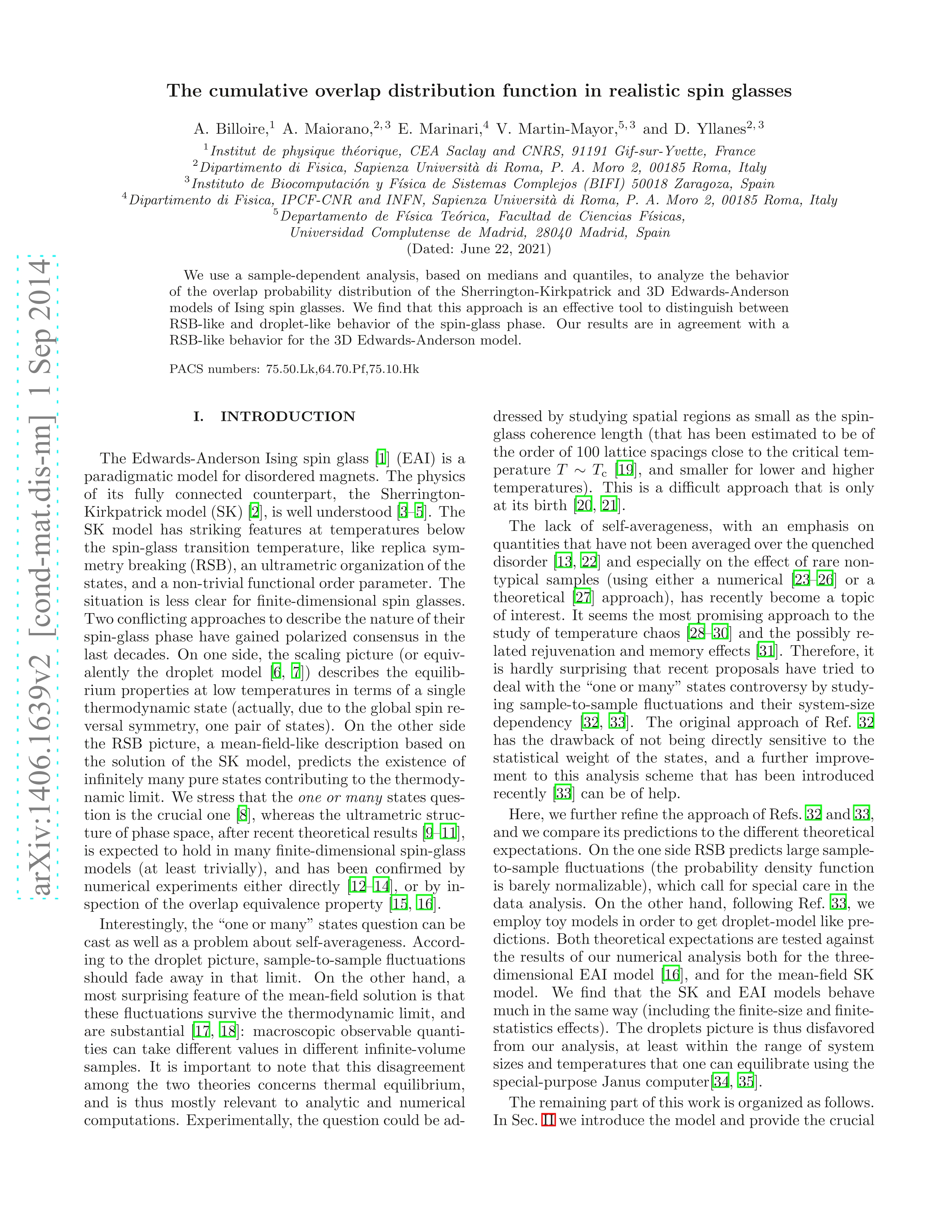 Cumulative overlap distribution function in realistic spin glasses