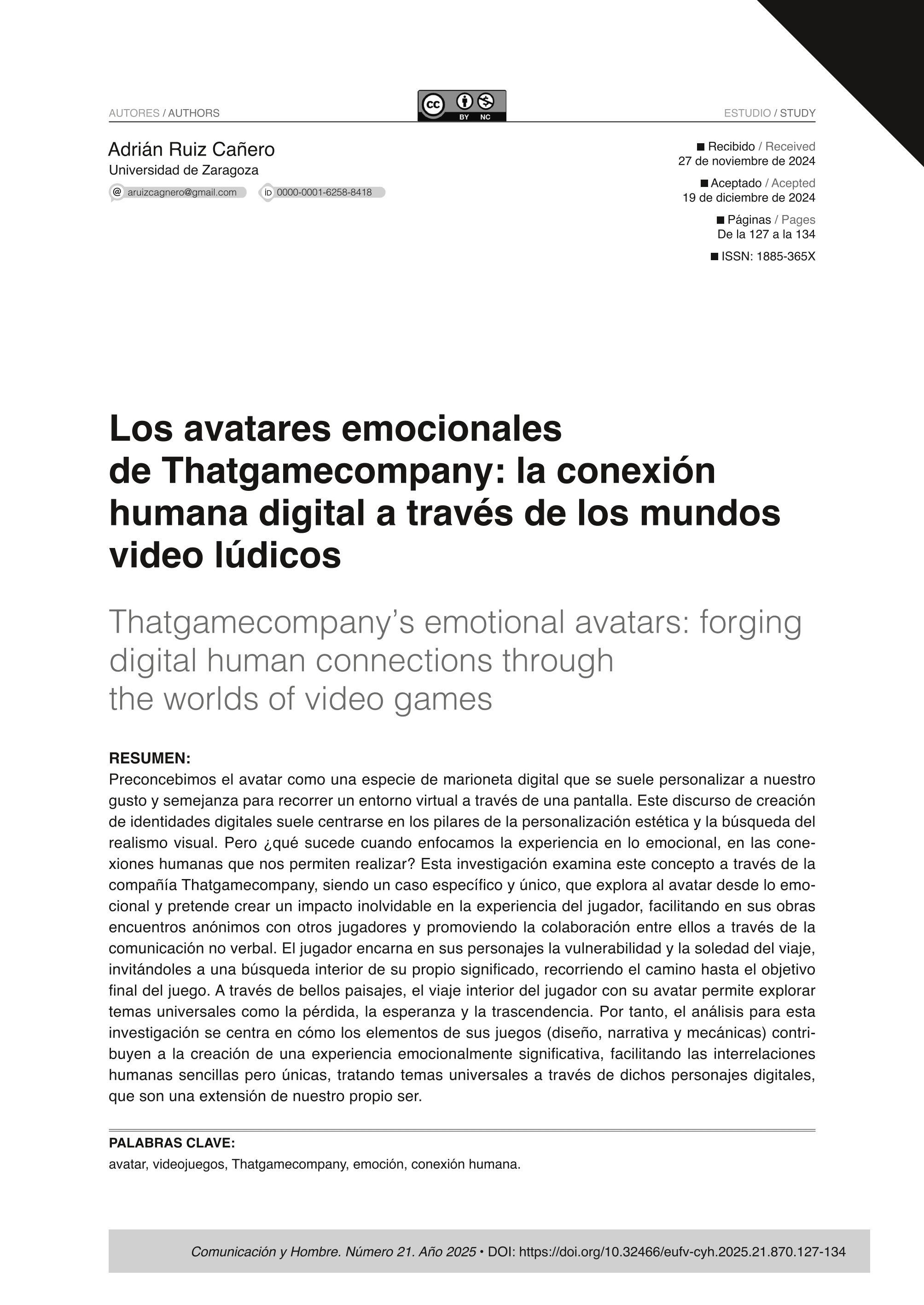 Los avatares emocionales de Thatgamecompany: la conexión humana digital a través   de los mundos video lúdicos