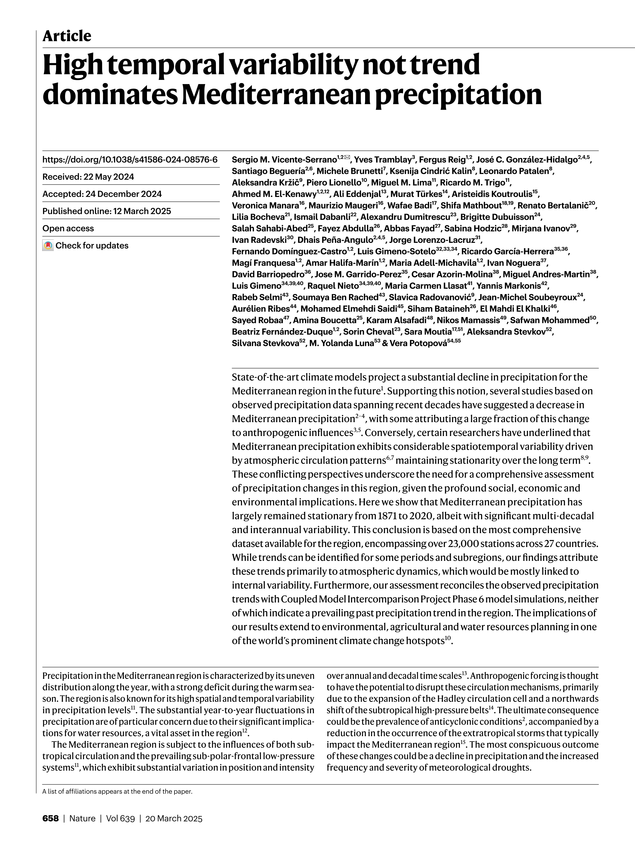 High temporal variability not trend dominates Mediterranean precipitation