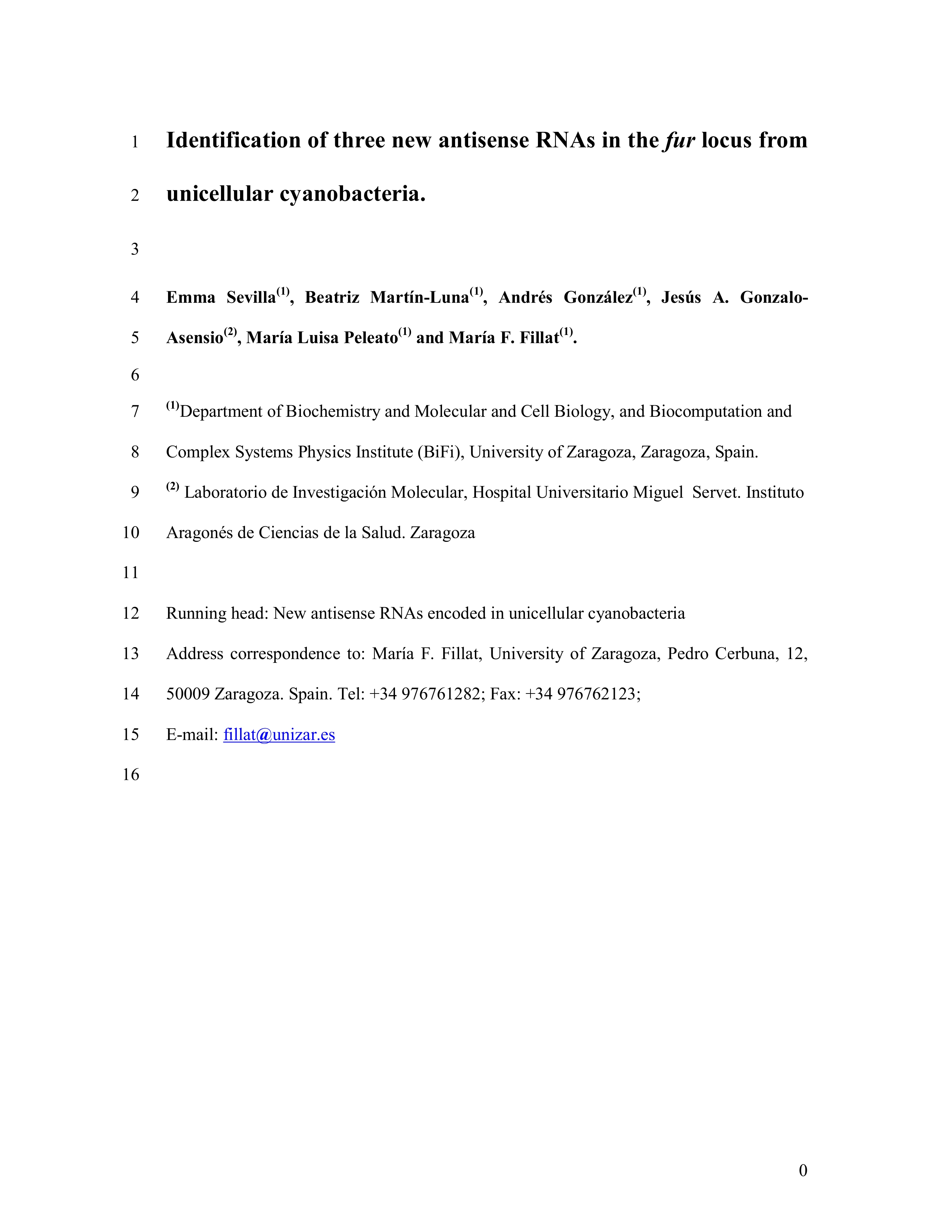 Identification of three new antisense RNAs in the fur locus from unicellular cyanobacteria.