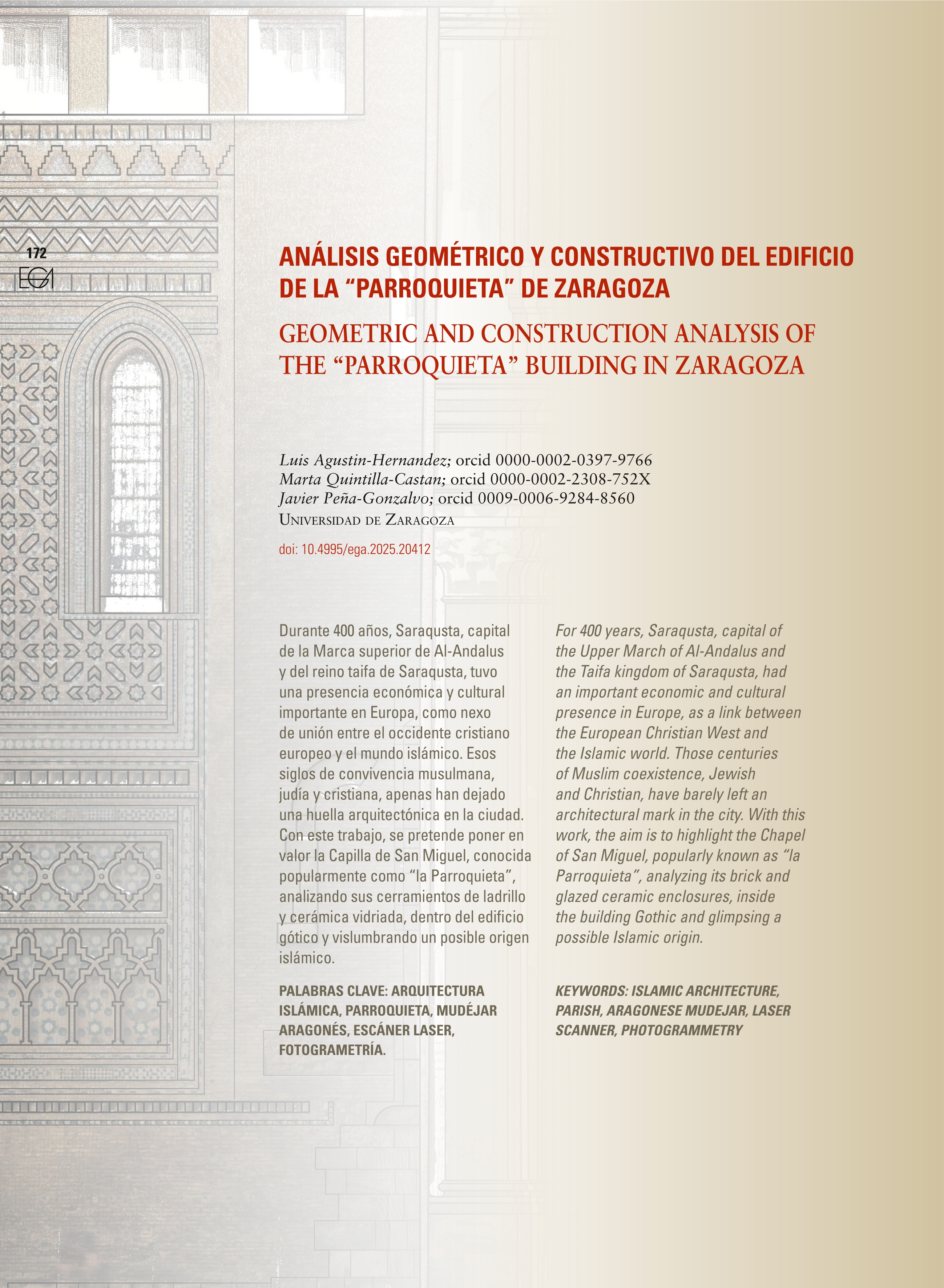 Análisis geométrico y constructivo del edificio de la “parroquieta” de Zaragoza