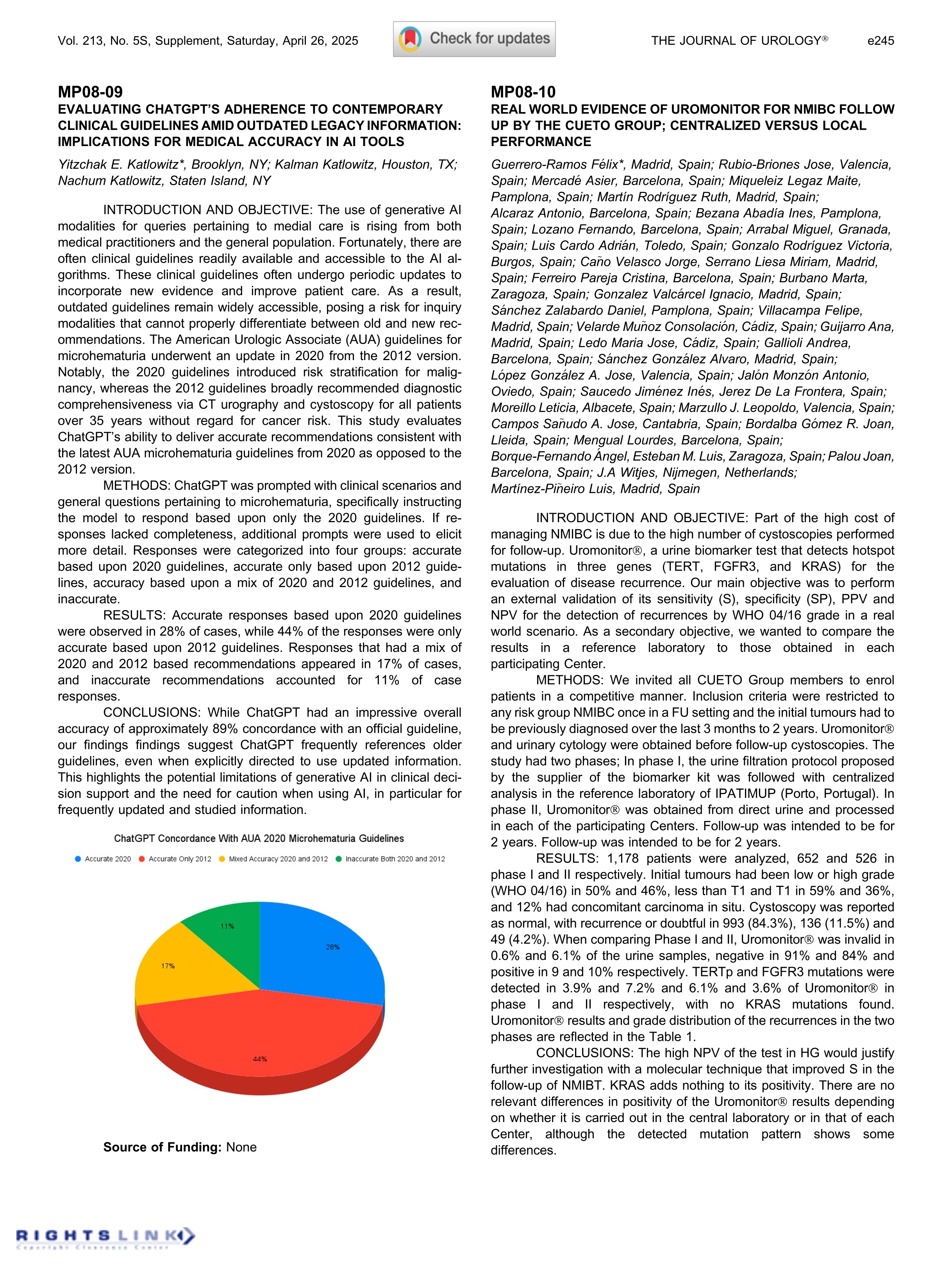 Mp08-10: Real world evidence of uromonitor for nmibc follow up by the cueto group; centralized versus local performance