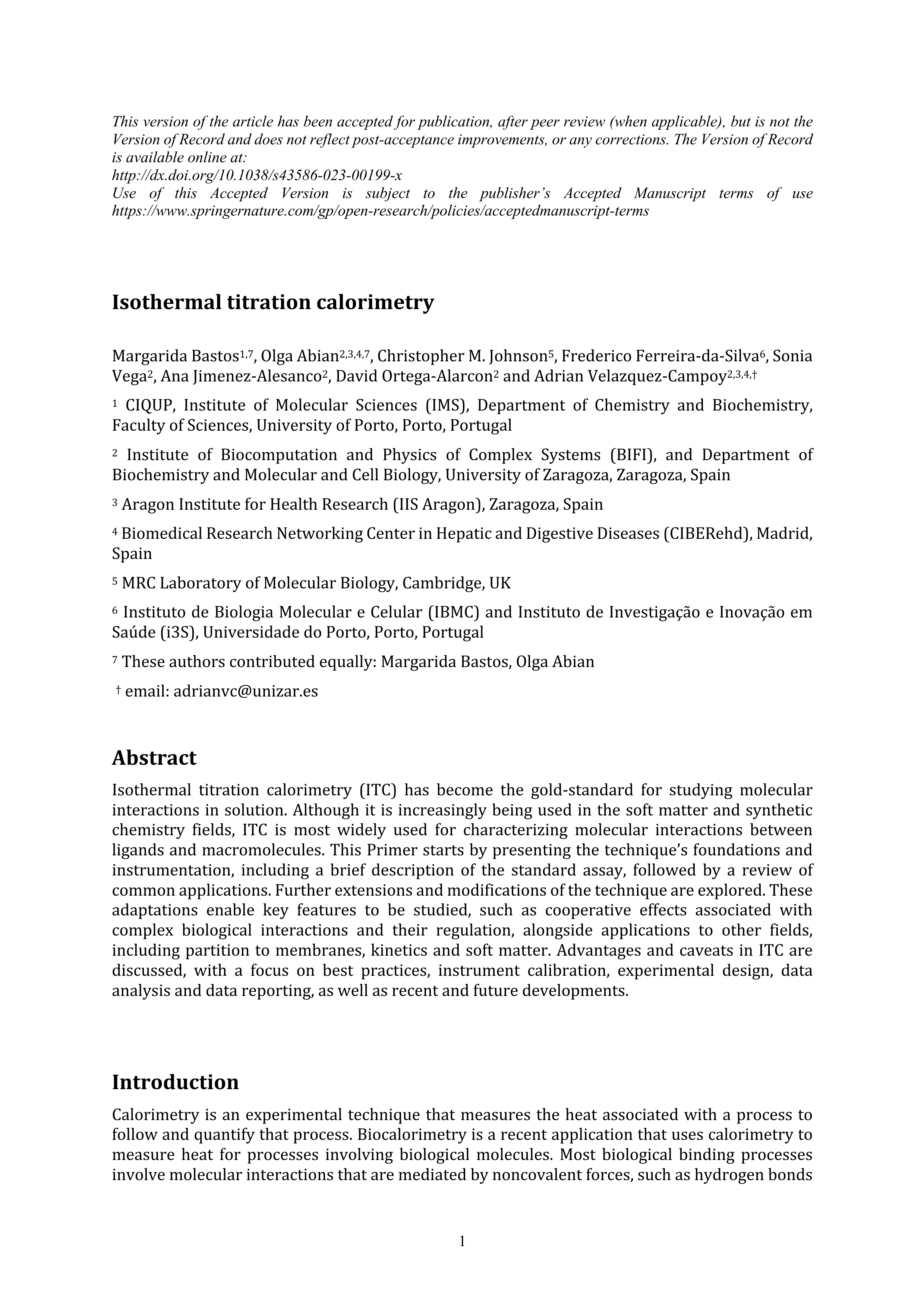 Isothermal titration calorimetry