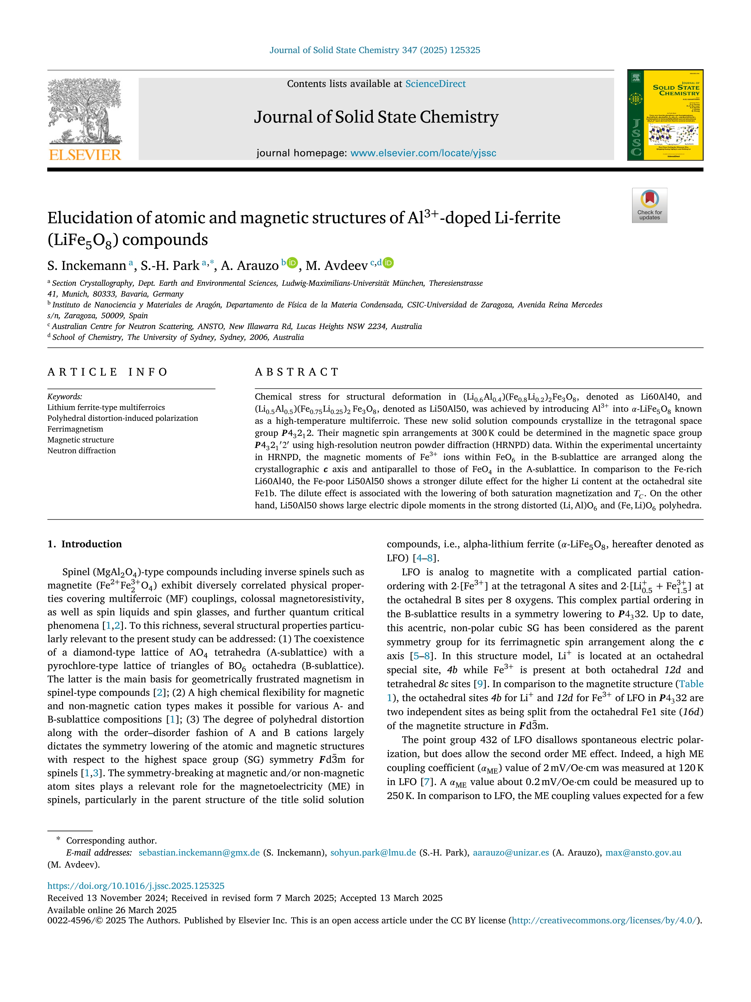 Elucidation of atomic and magnetic structures of Al3+-doped Li-ferrite (LiFe5O8) compounds